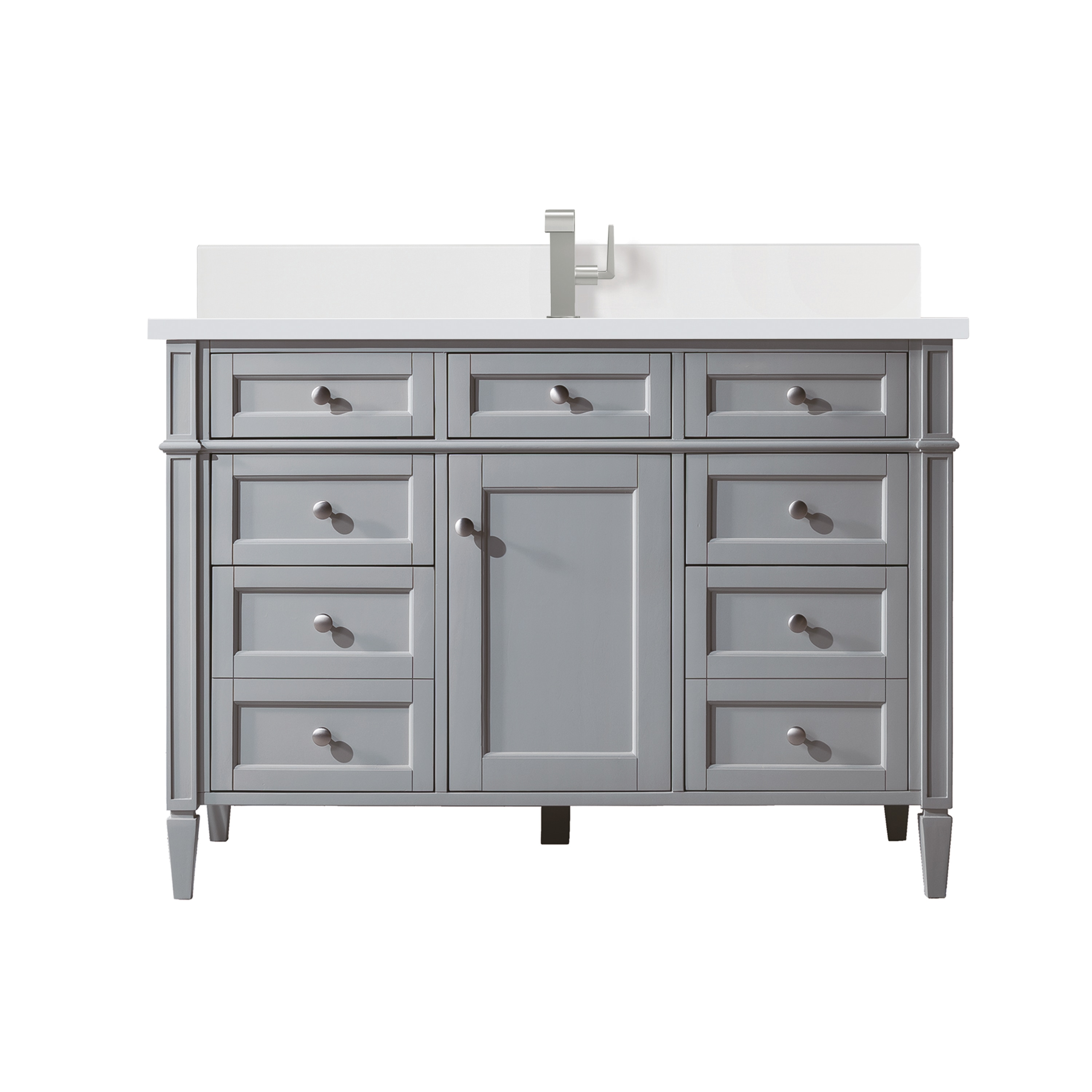 James Martin Vanities 650-V48-UGR-1WZ Brittany 48-in Urban Gray Undermount Single Sink Bathroom Vanity with White Zeus Quartz Top