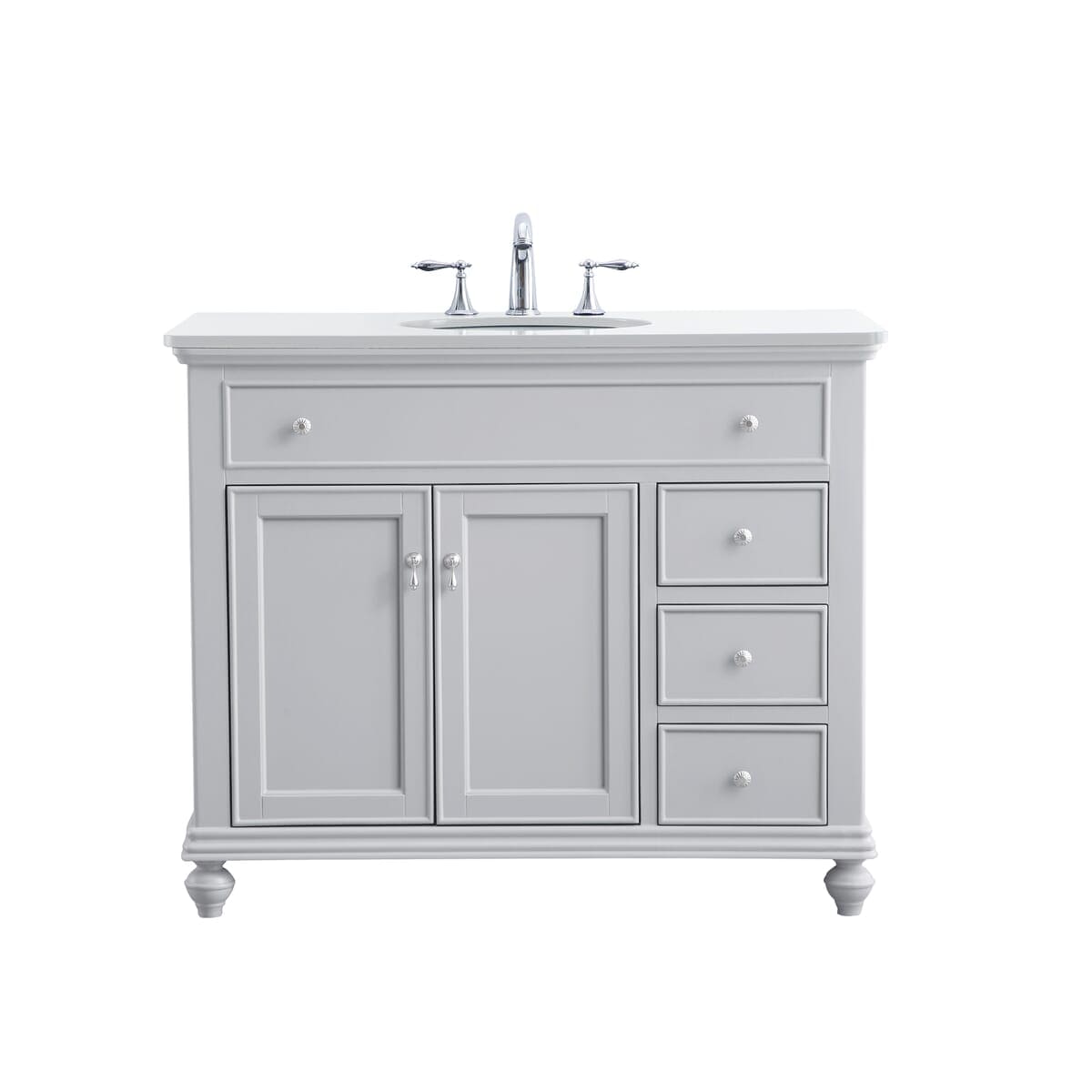 Simply Living Home - Orson 42 inch Single Bathroom Vanity in Light Grey with Ivory White Engineer...