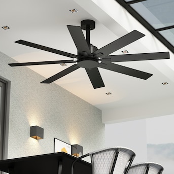 Fufu A 65 In Black Integrated Indoor Outdoor Ceiling Fan With Remote 8 Blade The Fans Department At Lowes Com