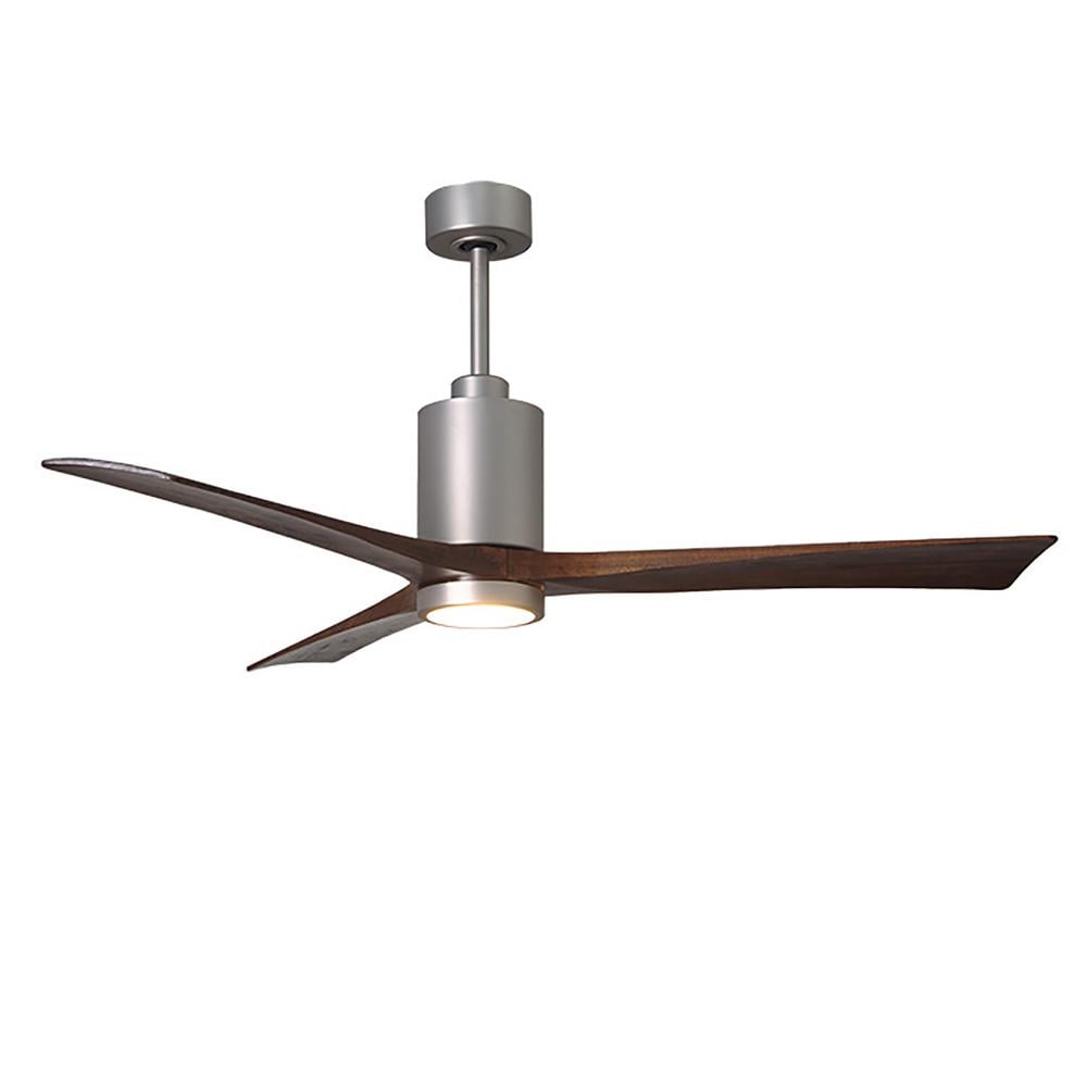 Matthews Fan Company PA3-BN-WA-60 Patricia-3 60-in Color-Changing Integrated LED Outdoor Brushed Nickel with Walnut Tone Blades Ceiling Fan With Light - Remote Included ( 3 -Blade )