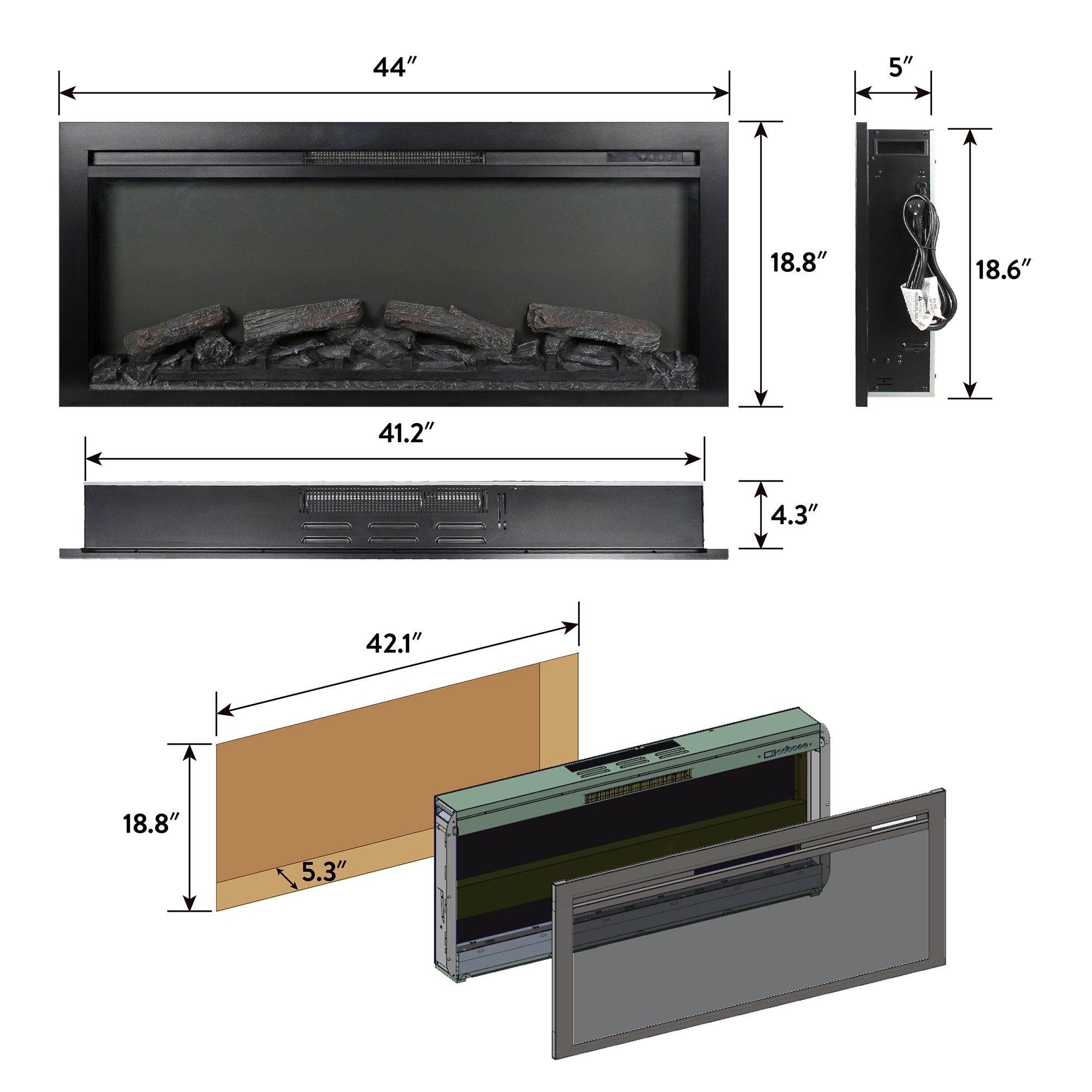 SINOFURN SYC070045BK Electric-Fireplaces - View #4