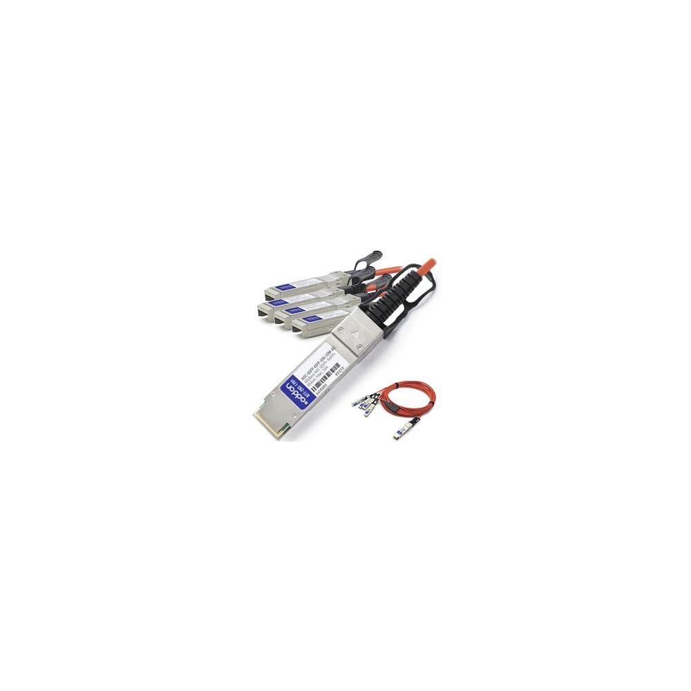AddOn SYBA29516 Add-On AOC-QSFP-4SFP-10G-10M-AO 10 m Dell AOC-QSFP-4SFP-10G-10M Compatible TAA Compliant 40GBase-AOC QSFP Plus to 4xSFP Plus Direct Attach Cable- 850 nm