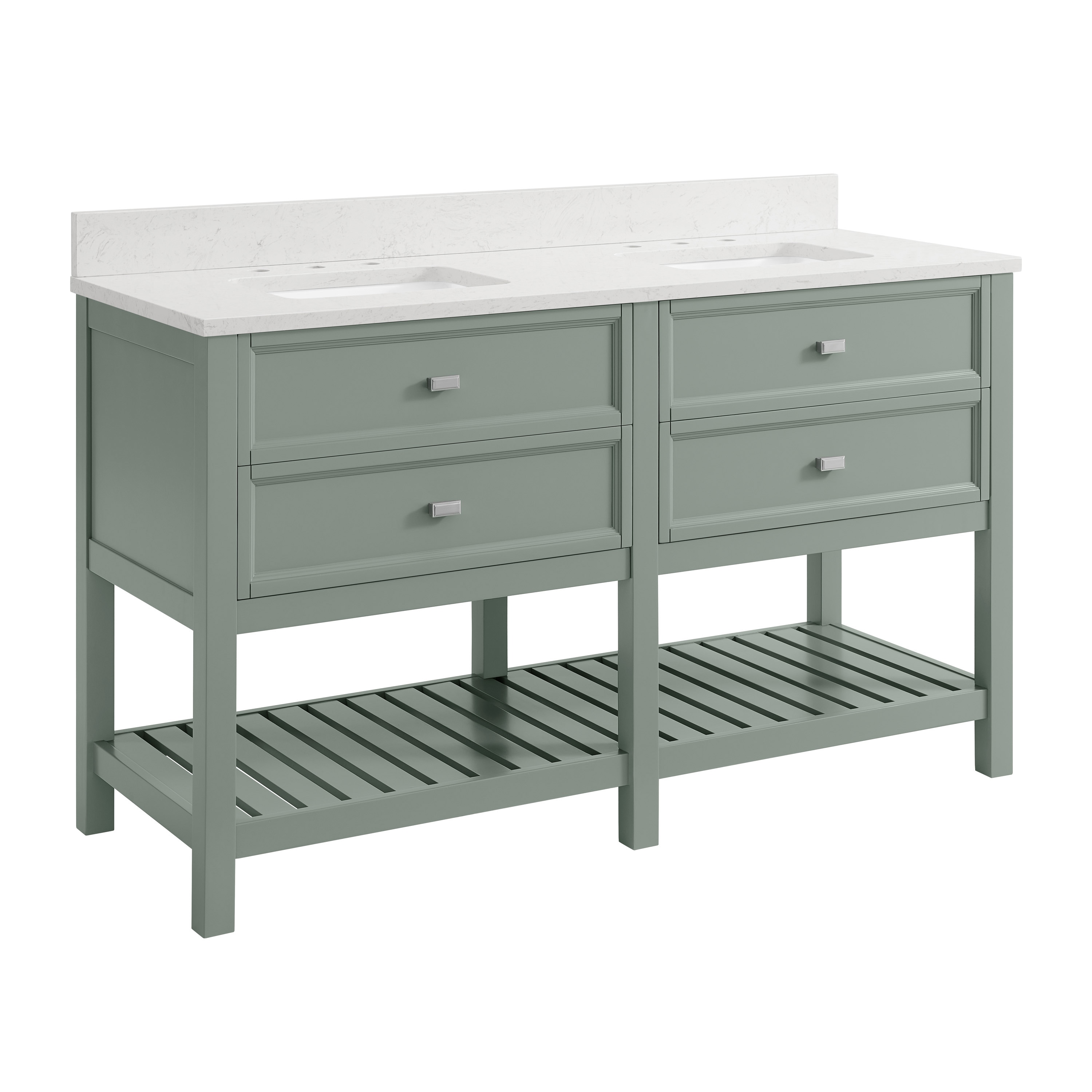 allen + roth Canterbury 60-in Sea Green Undermount Double Sink Bathroom ...