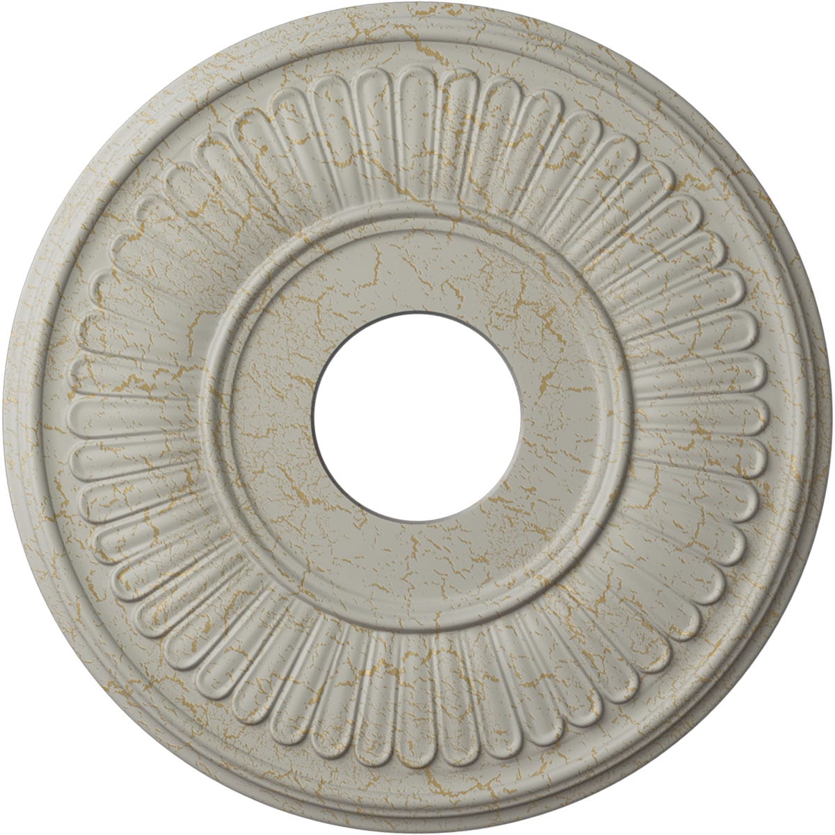 Ekena Millwork CM15BEPCC Berkshire 15.75-in W x 15.75-in L Painted Pot Of Cream Crackle Polyurethane Whole Ceiling Medallion