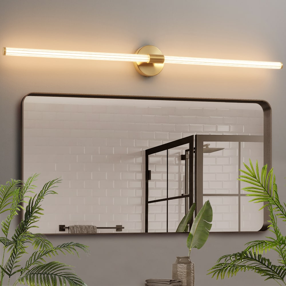 Lanmate Horizontal Linear LED Wall Sconces with 360 Degree Ribbed Light Tube Dimmable Vanity Lighting Fixture