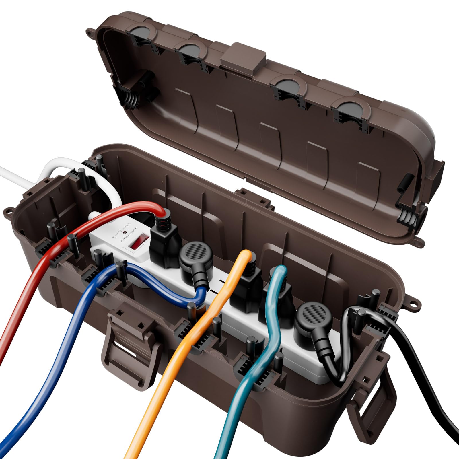 Misopily  Outdoor Electrical Box IP54 Weatherproof Extension Cord Cover with Six Cable Entry Ports Waterproof Connection Box Protects Power Strip