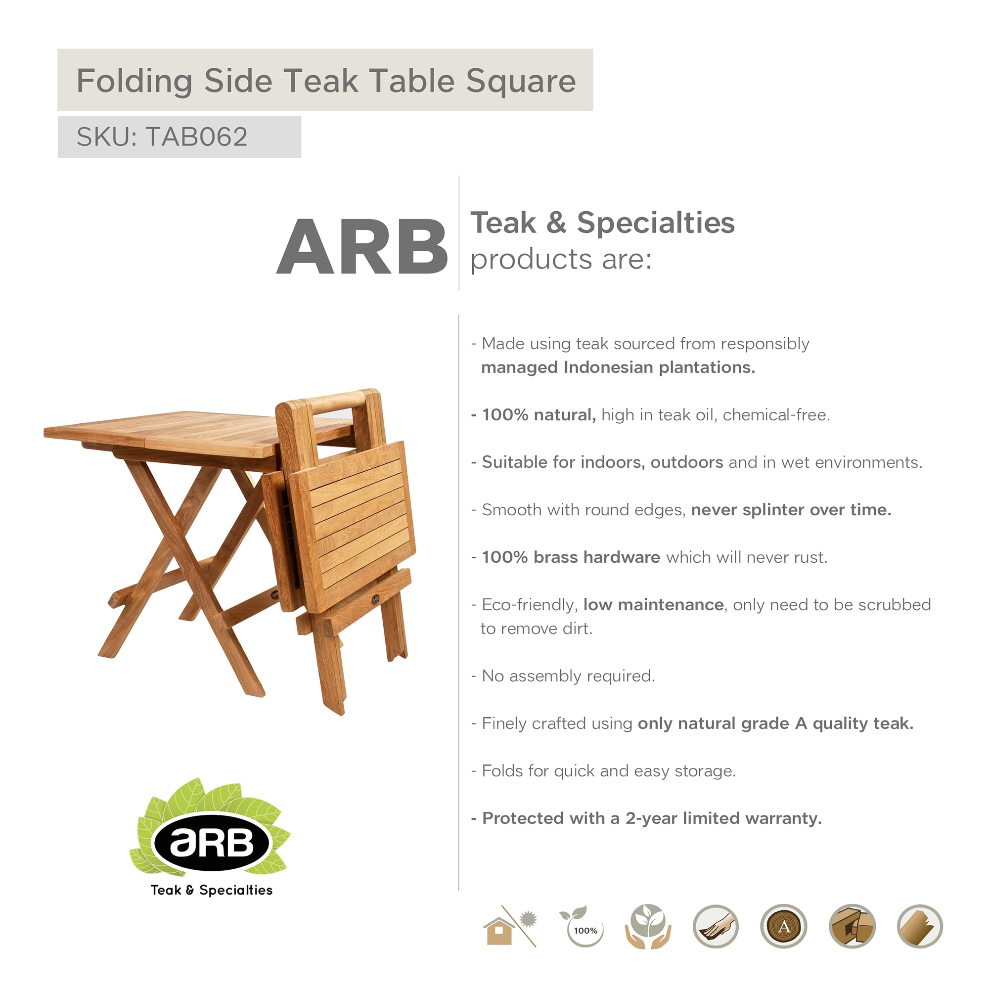 ARB Teak & Specialties TAB062 Patio-Tables - View #10