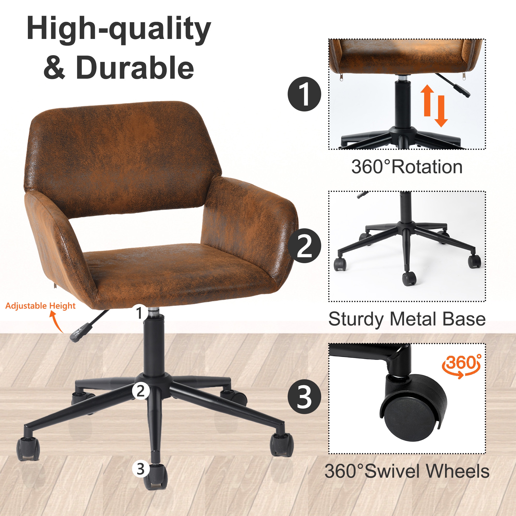 Homy Casa ROSS SUEDE Office-Chairs - View #6