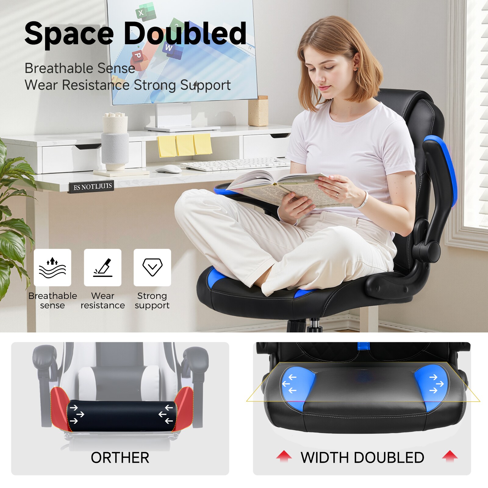 GTPLAYER LOWE'S-GT550-BLUE Office-Chairs - View #3