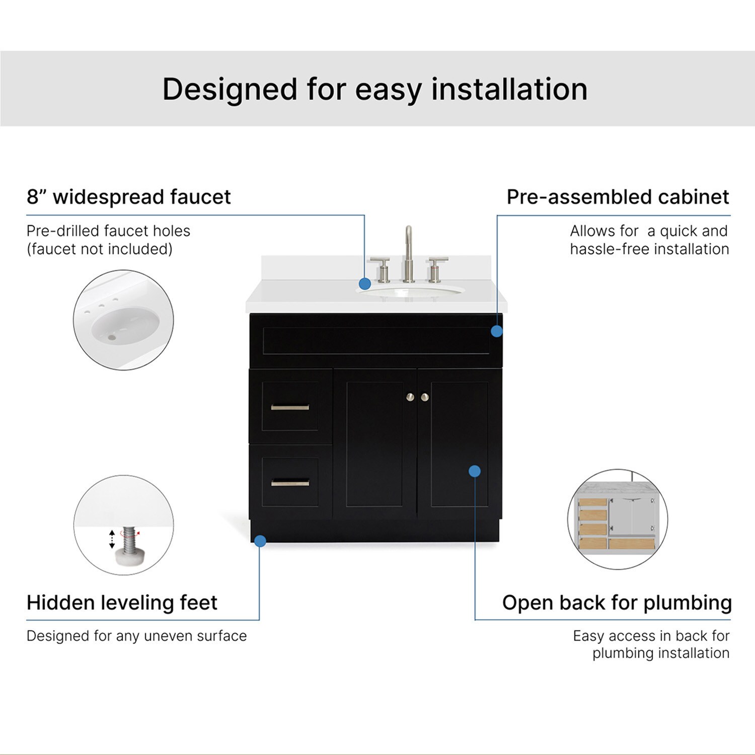 ARIEL F037SRWQOVOBLK Bath-Vanity-Combo - View #7