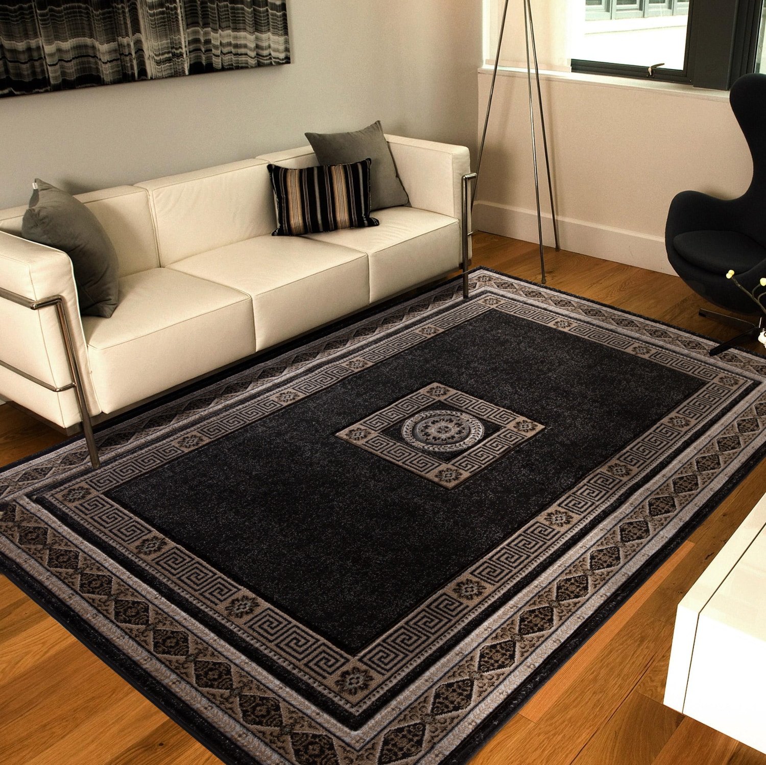 MDA Rugs Glamour 6 X 9 (ft) Black/Beige Indoor Abstract Area Rug in the ...