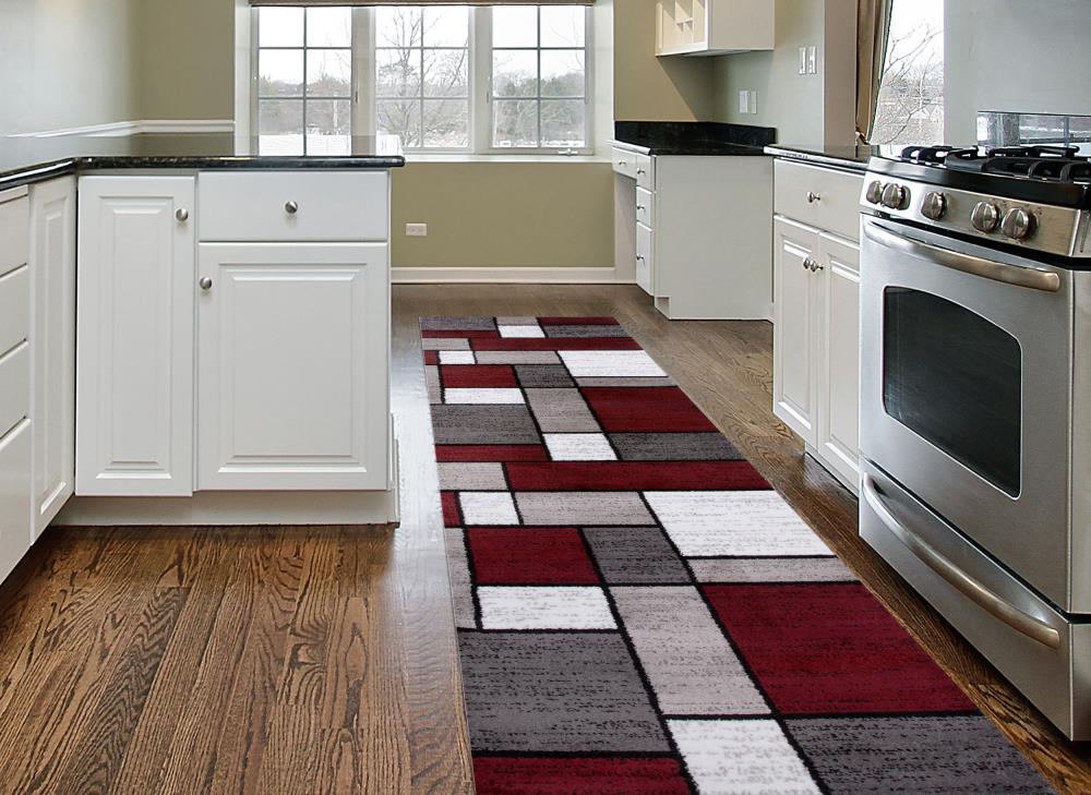 World Rug Gallery 106 RED 2X8 Florence 2 x 7 (ft) Loomed Polypropylene Red Rectangular Indoor Geometric Mid-Century Modern Runner rug