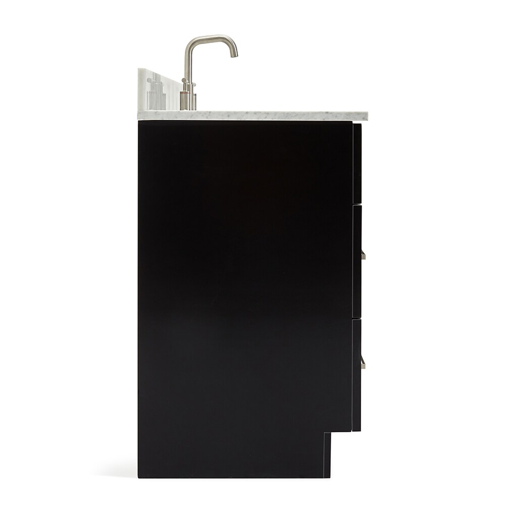 Hamlet Black Freestanding Single Sink Vanity with White Marble Top