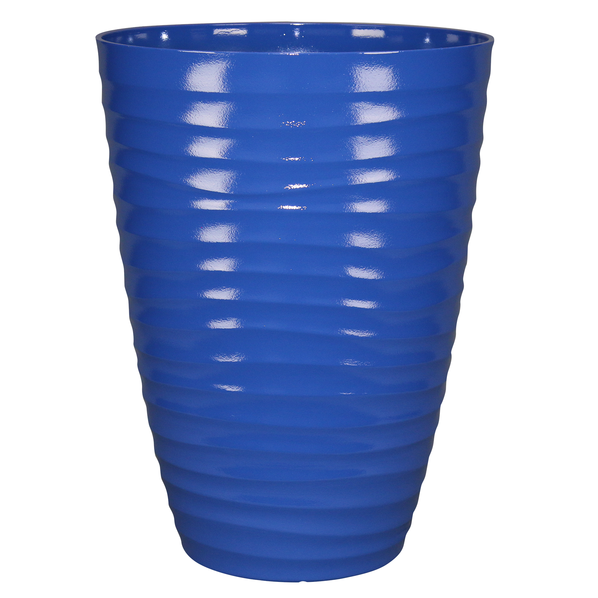 Style Selections PLB0116PBG Round 15.59-in W Large Blue Resin Contemporary/Modern Indoor/Outdoor Planter with Drainage Holes