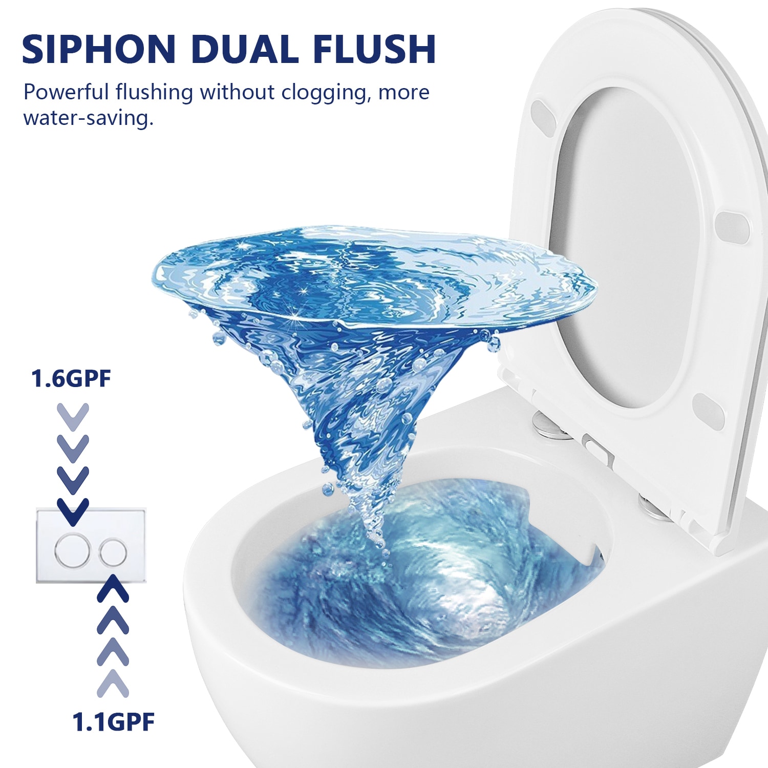 White Ceramic Elongated Wall Mounted Dual Flush Toilet