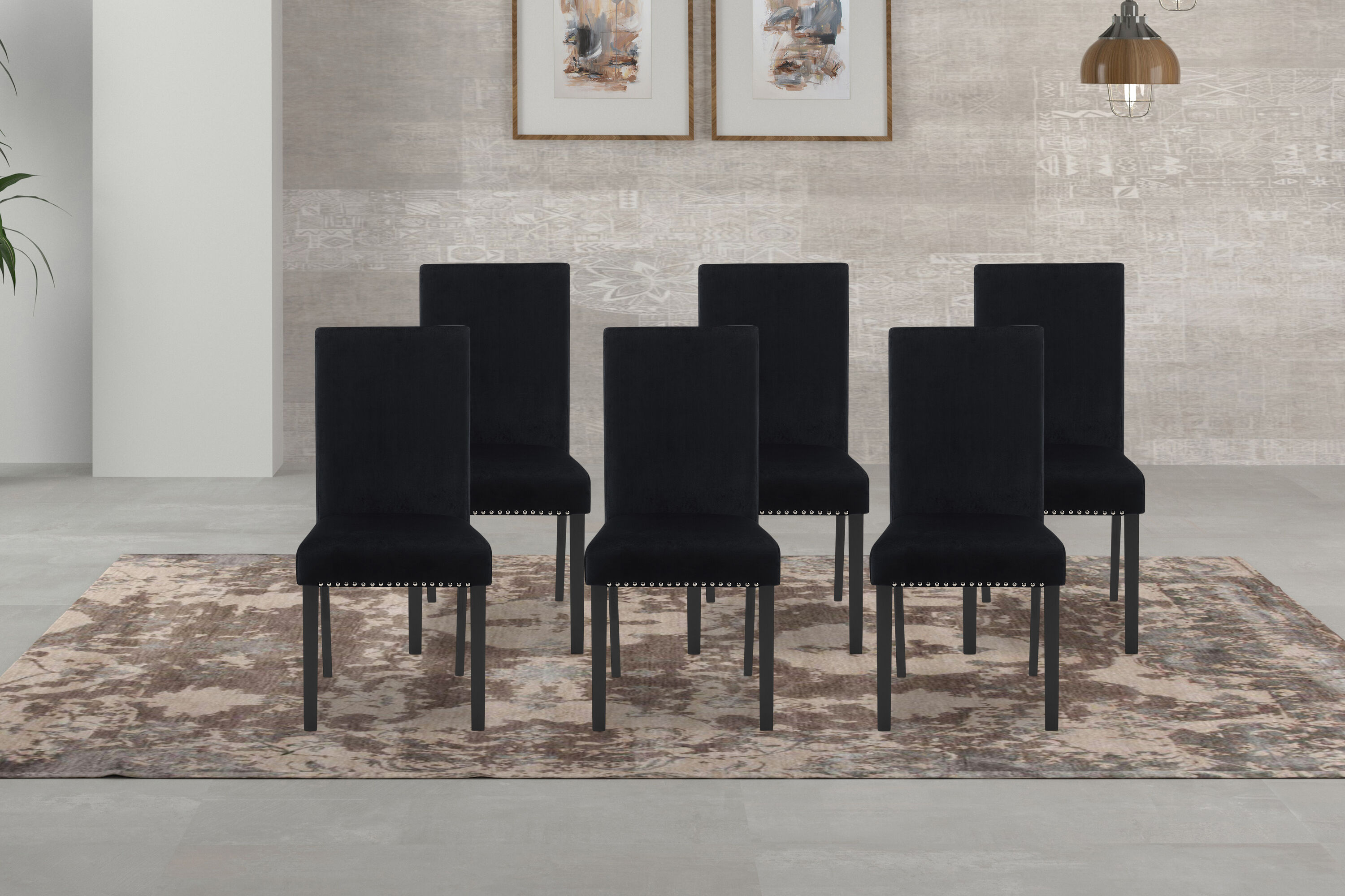 New Classic Furniture EC-S-40-D400-6CK2 Set of 6 Celeste Contemporary/Modern Polyester Upholstered Dining Side Chair (Wood Frame)