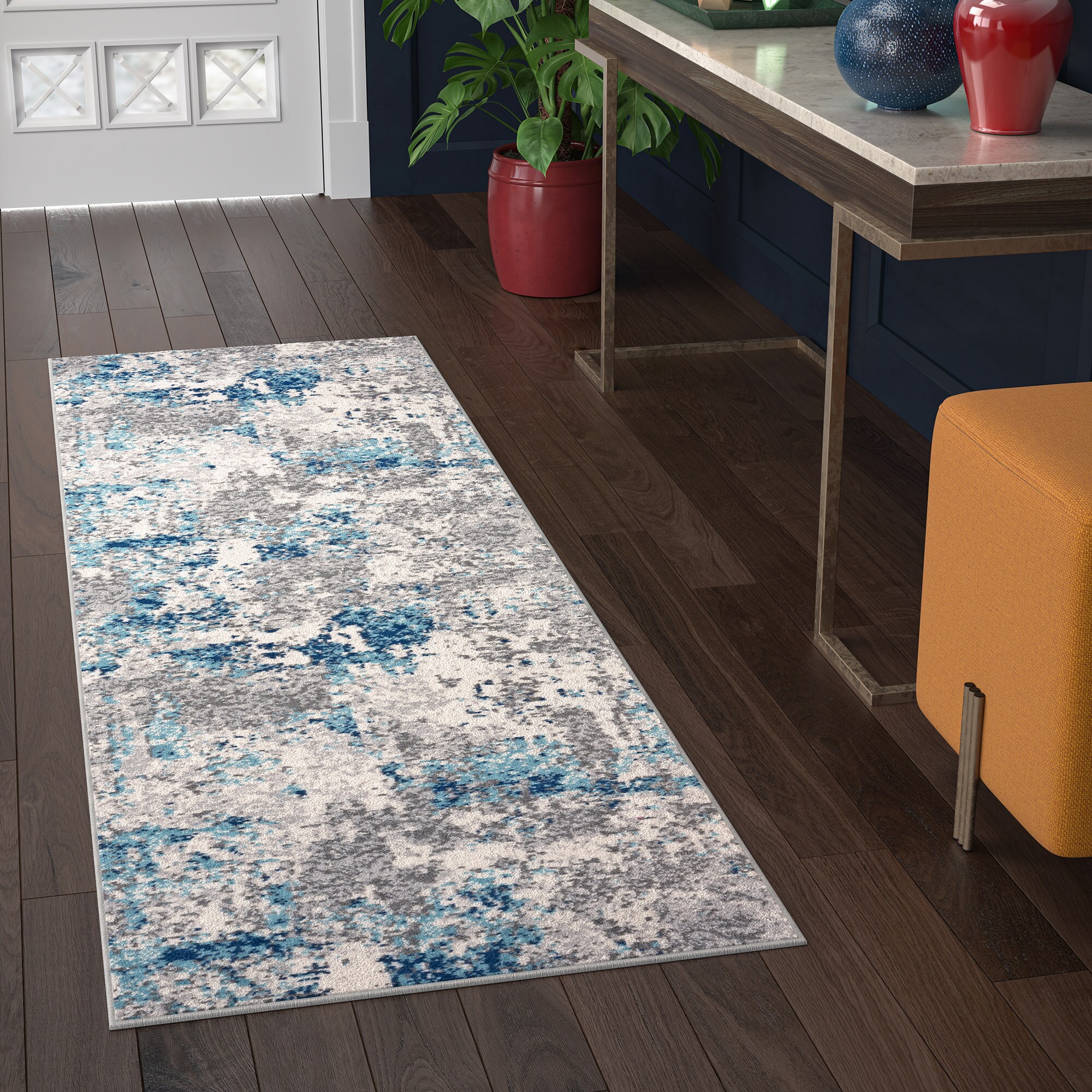 Tayse DYN1006 2X8 Dynamic 2 x 8 (ft) Loomed Polypropylene Blue Rectangular Indoor Runner rug