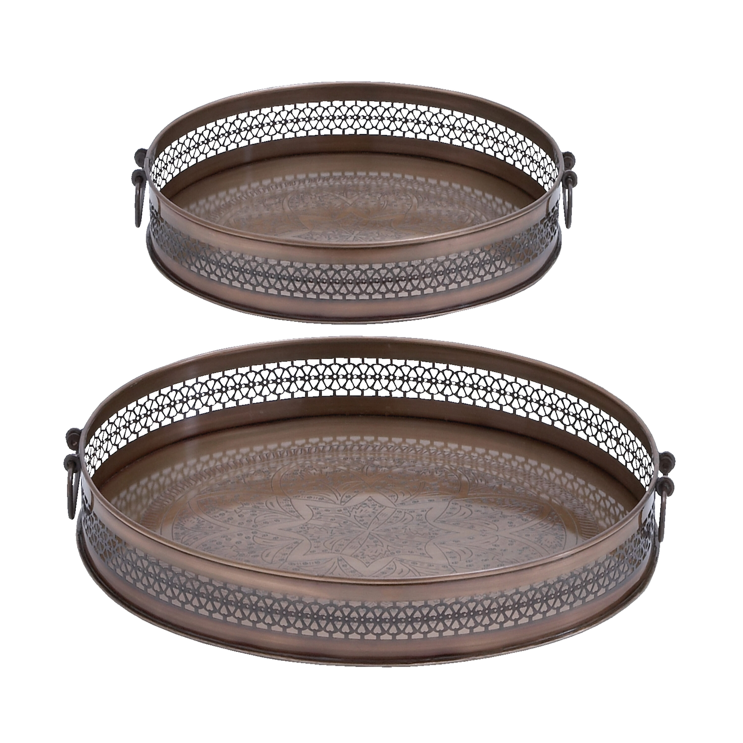 Grayson Lane 30895 2-Pack Brown Metal Farmhouse Decorative Tray