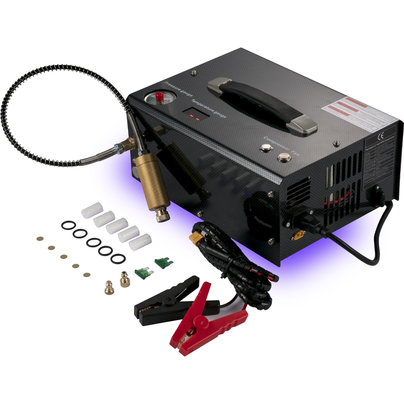 VEVOR GYDQBZT0000000001V1 PCP Air Compressor, PCP Compressor 4500 PSI/30MPa, Auto-Shutoff Paintball Air Compressor, 110V AC / 12V DC Portable PCP Air Compressor, PCP Air Rifle Pump, Paintball Scuba Tank Compressor Pump