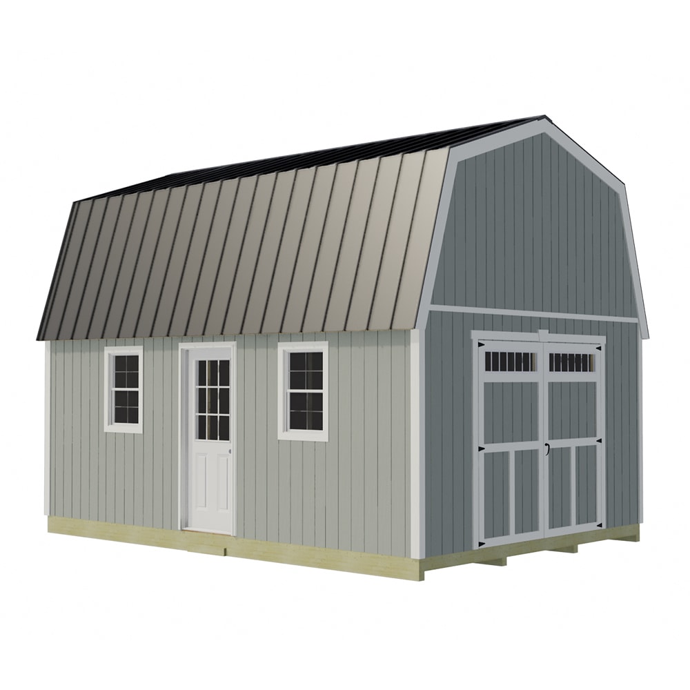 Best Barns PWOOD1420 Pinewood 14-ft x 20-ft Gambrel Style Wood Outdoor Storage Shed with 2 Windows 2 Doors