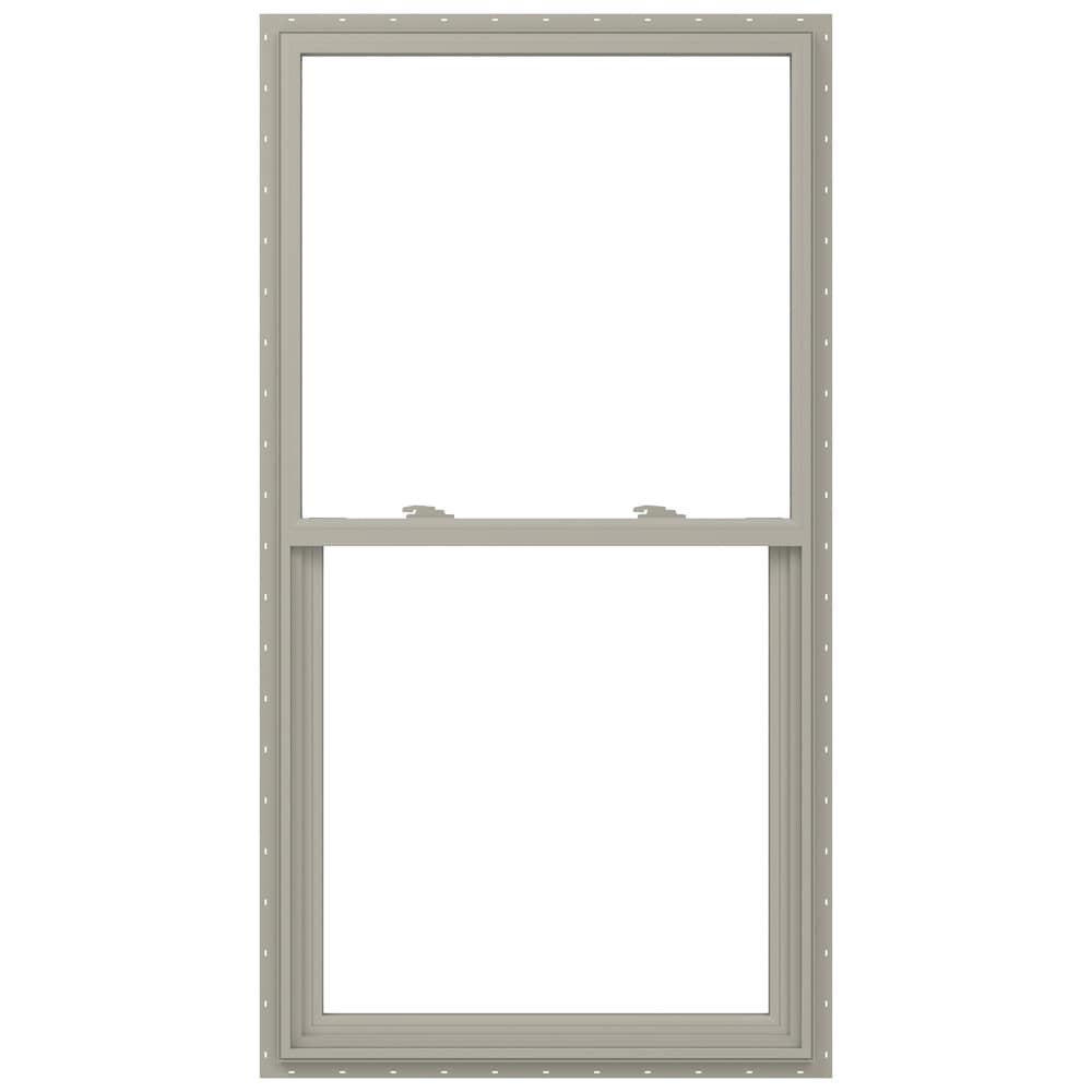 JELD-WEN LOWOLJW143800866 V-2500 33-1/2-in x 64-1/2-in Desert Sand Exterior Vinyl New construction Single Hung Window Low-E argon Double Pane Glass (Full Screen Included)