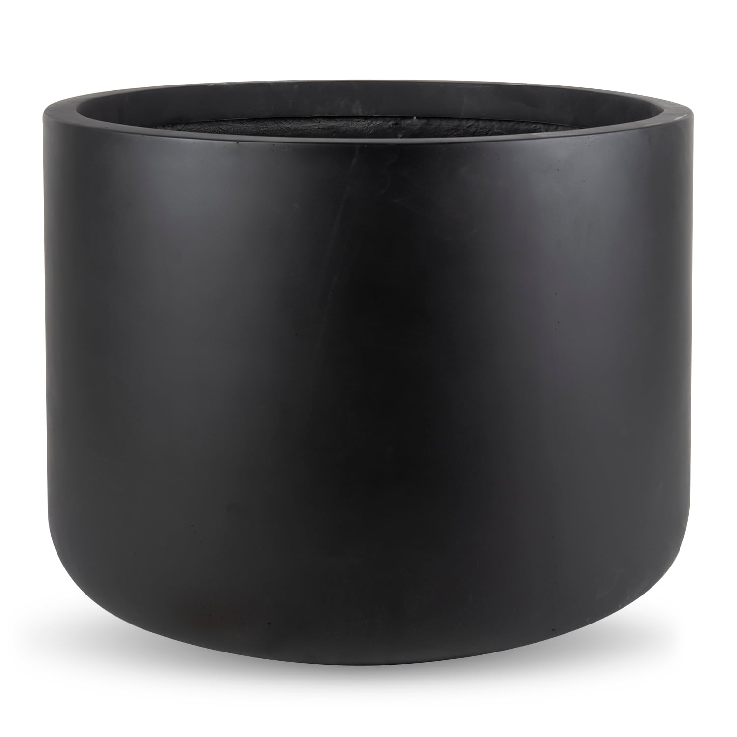 Vasesource CYRUS24BL Round 17.0-in W Extra Large Black Fiberglass Indoor/Outdoor Planter