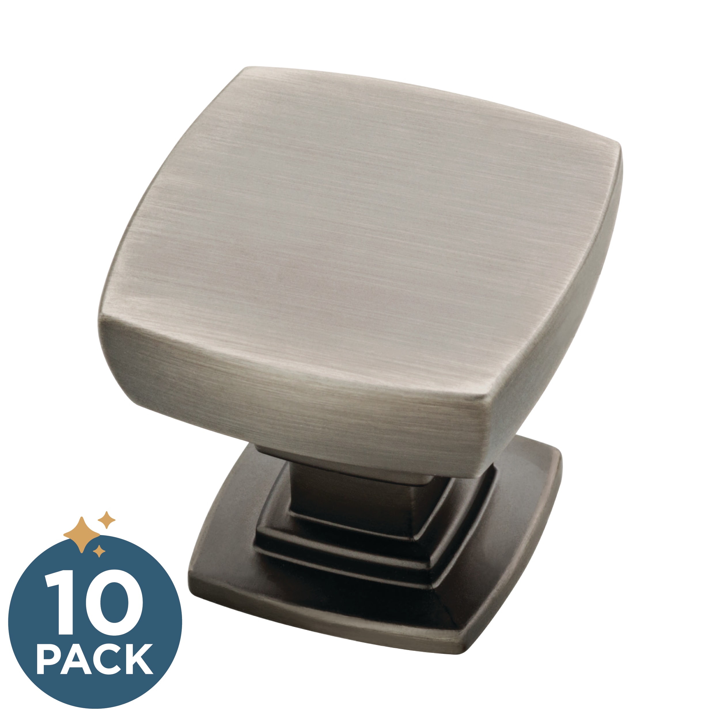 Franklin Brass P29542K-904-B Webber 1-1/8-in Heirloom Silver Square Cabinet Knob 10 -Pack