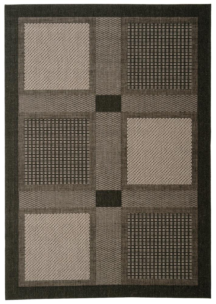 Safavieh CY1928-3908-8 Courtyard Checkmate 8 x 11 (ft) Loomed Polypropylene Black/Sand Rectangular Indoor/Outdoor Geometric Coastal Area rug