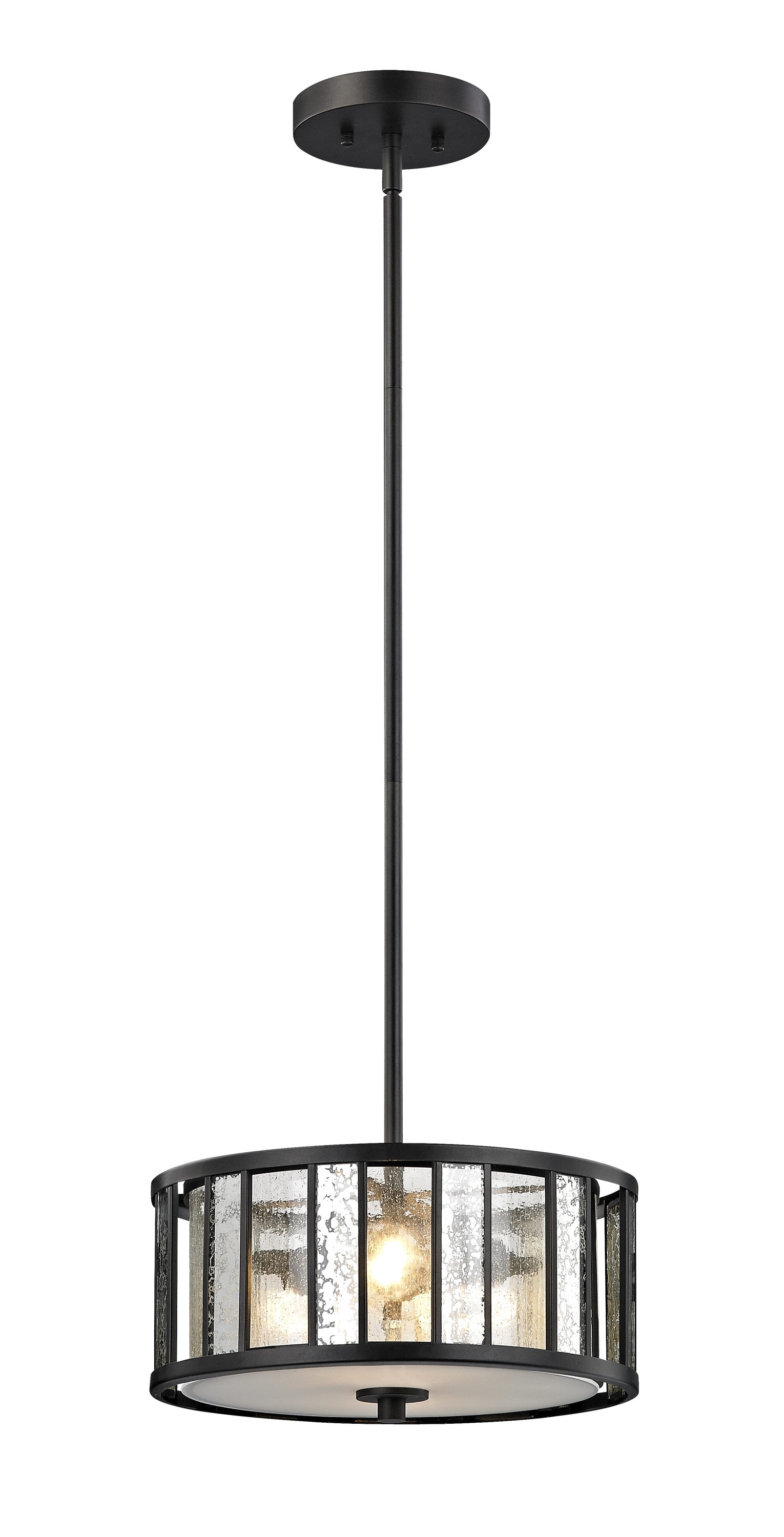 Z-Lite Z14-57P-C Juturna 3 -Light Bronze Modern/contemporary Clear glass Drum Medium (10-22 inches) Hanging Pendant light