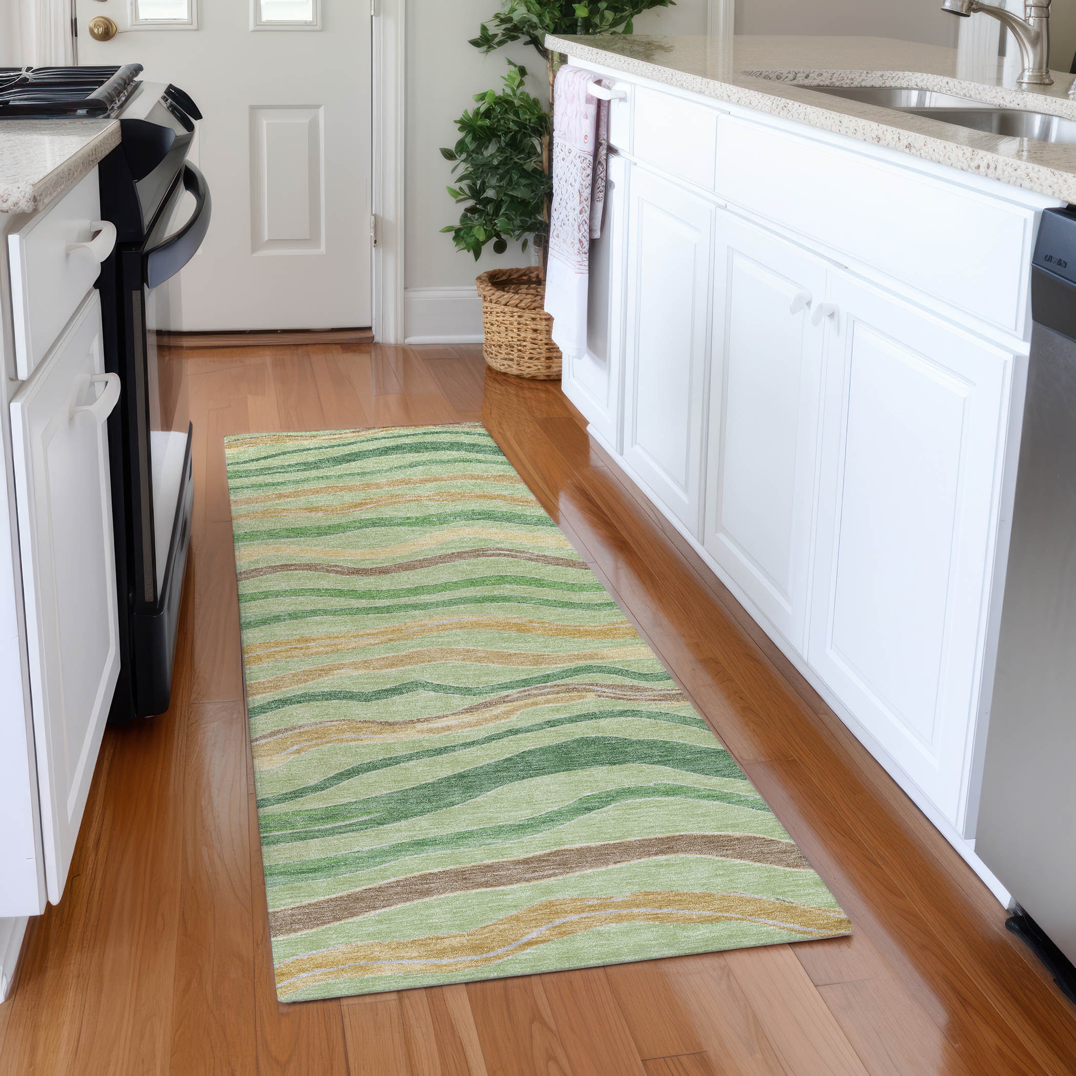 Addison Rugs ACN1582GE2X8 Chantille ACN1582GE 2 x 7 (ft) Polyester Green Rectangular Indoor/Outdoor Geometric Machine washable Runner rug