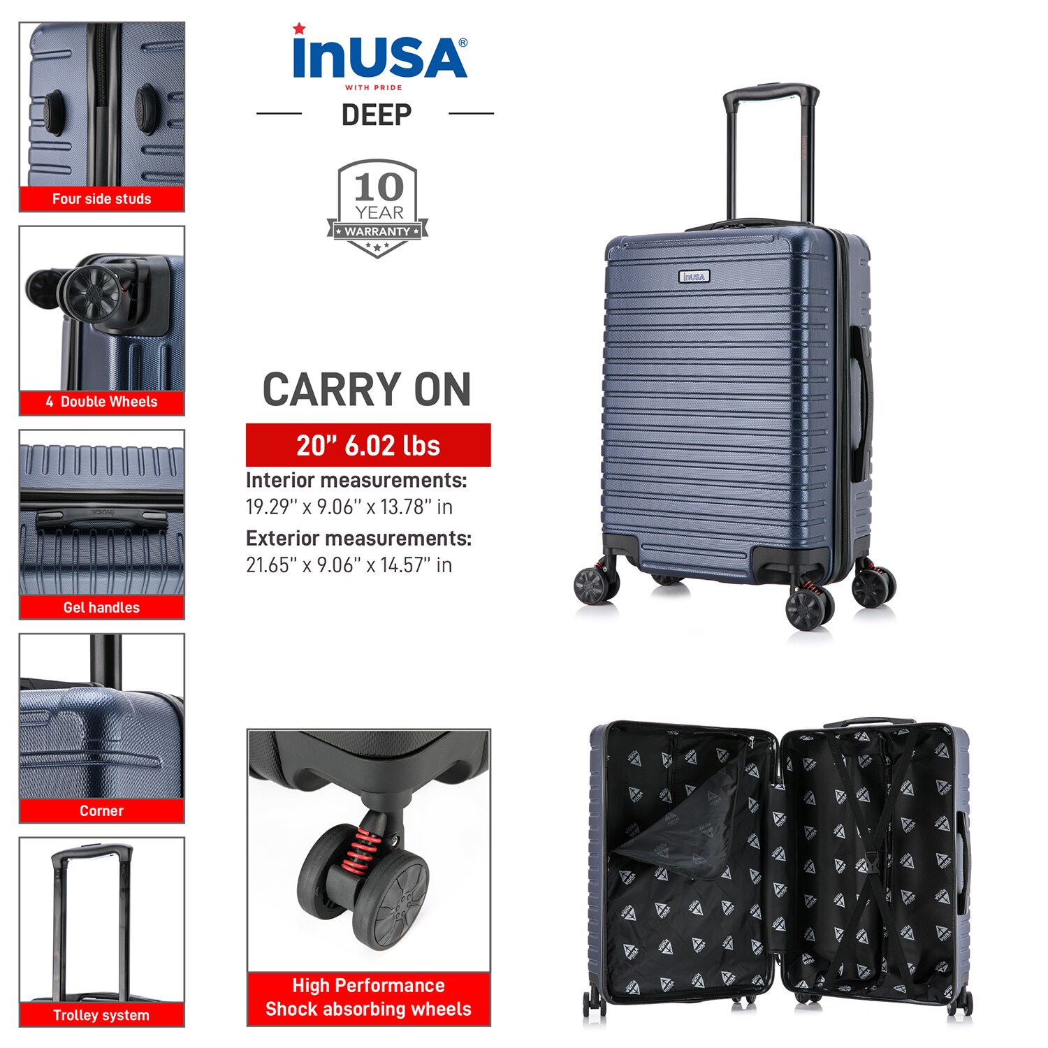 InUSA IUDEE00S-BLU Luggage-And-Luggage-Sets - View #3