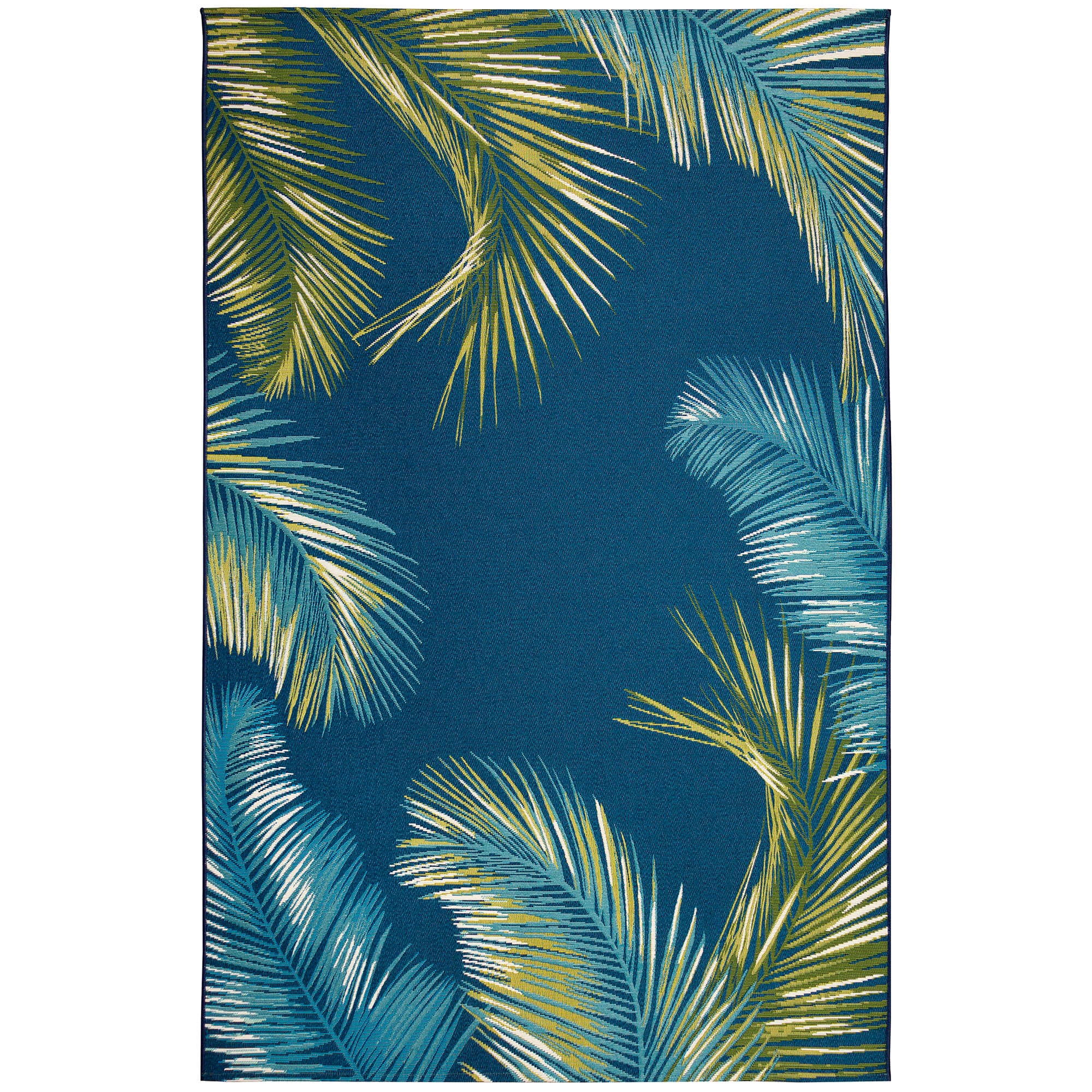 Coastal Charm Blue Synthetic 5' x 7' Reversible Indoor/Outdoor Rug