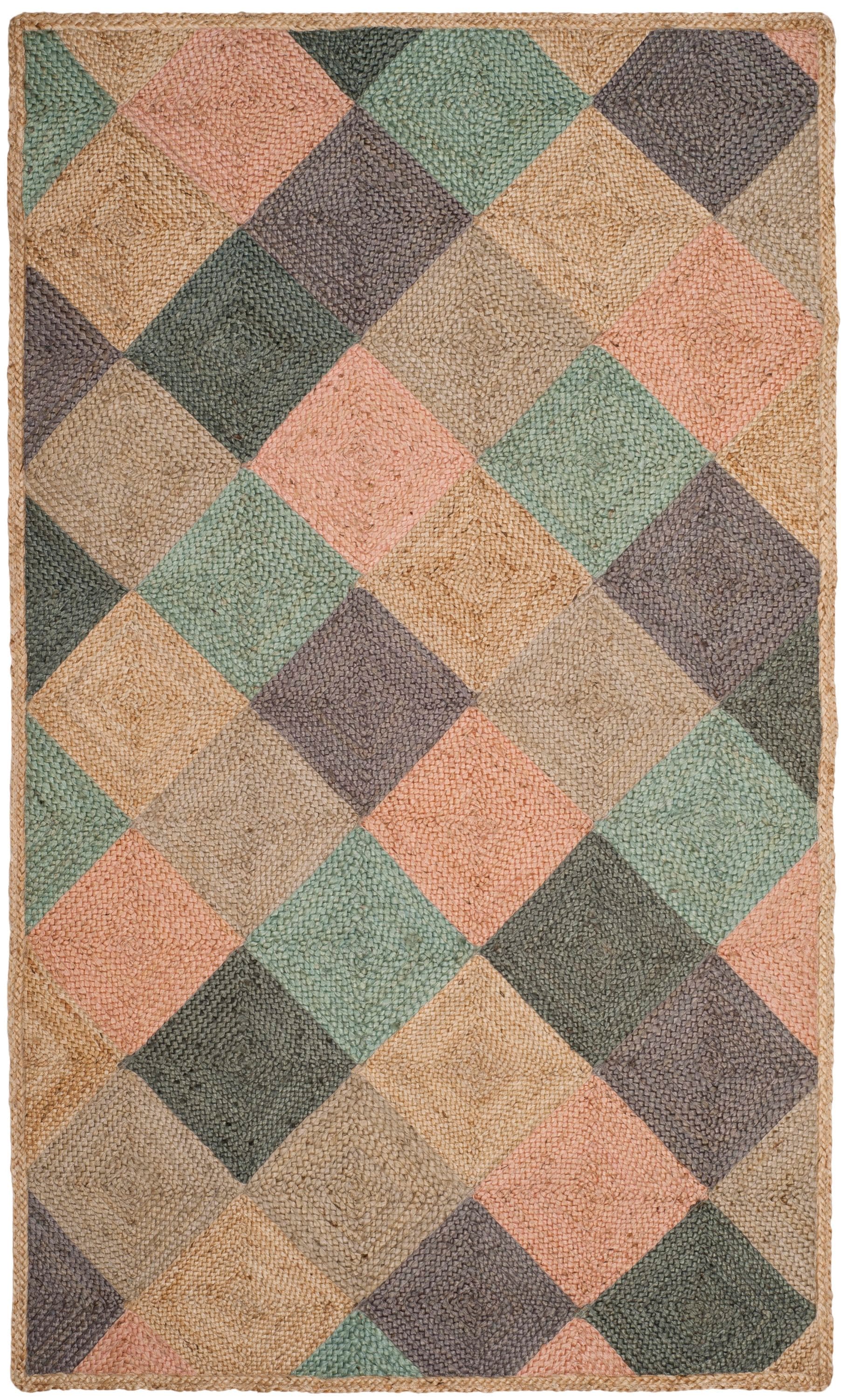 Handmade Geometric Multicolor Jute Area Rug