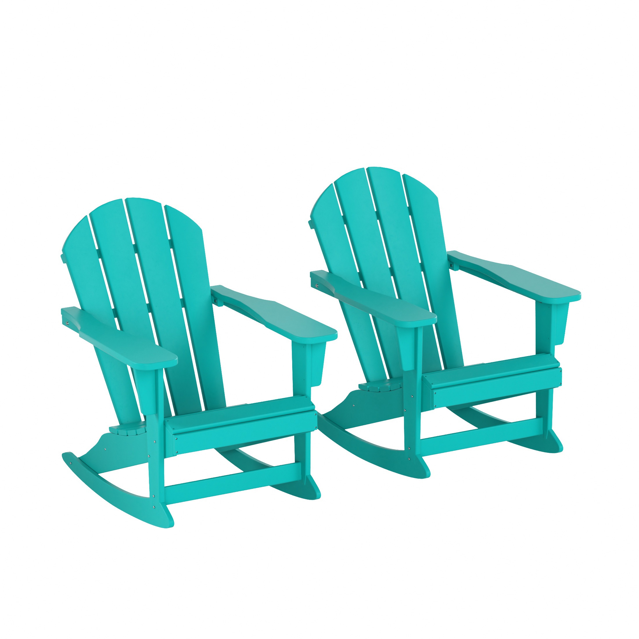Westin Furniture 2001-RC-TQ2 Laguna Set of 2 Turquoise HDPE Frame Rocking Chair with Slat Seat
