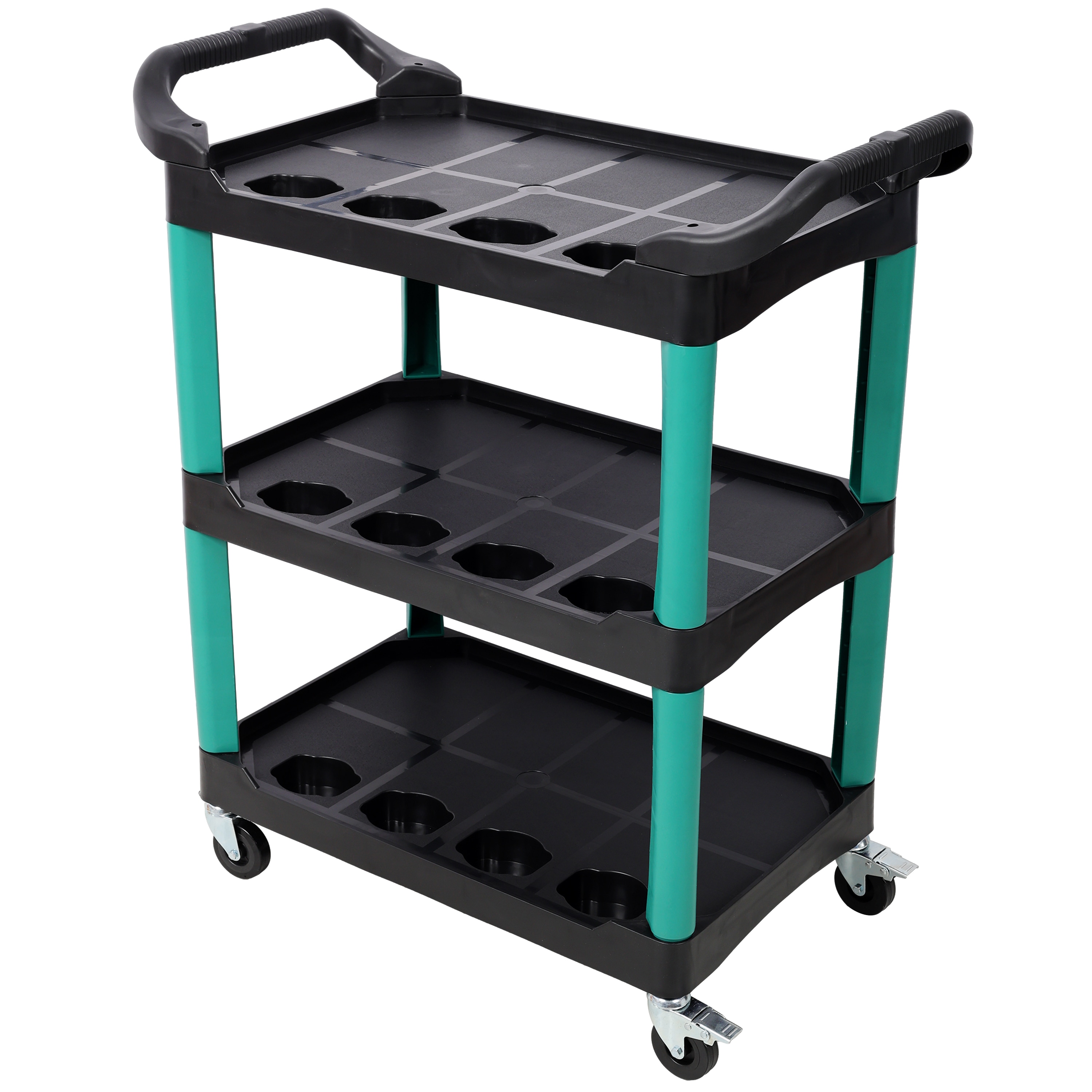 Tatayosi 3 Tier Rolling Auto Detail Cart With Wheels;Car Wash Organizer for Detailers Garage; Workshop; Repair Shop; Storage Tool; Green;Black #DJ2-5P240611
