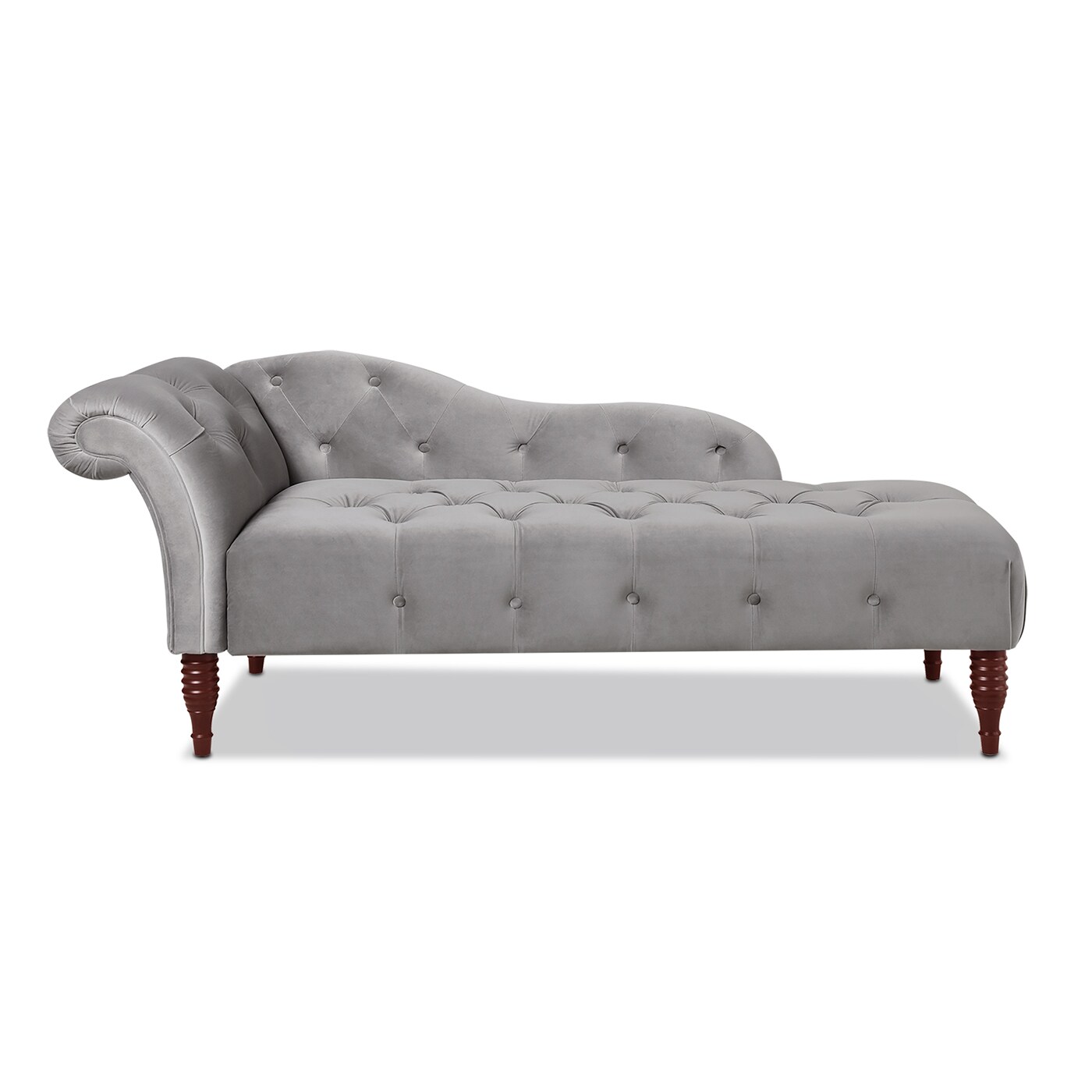 Jennifer Taylor Home 62030-865 Samuel Glam Opal Grey Velvet Velvet Chaise Lounge