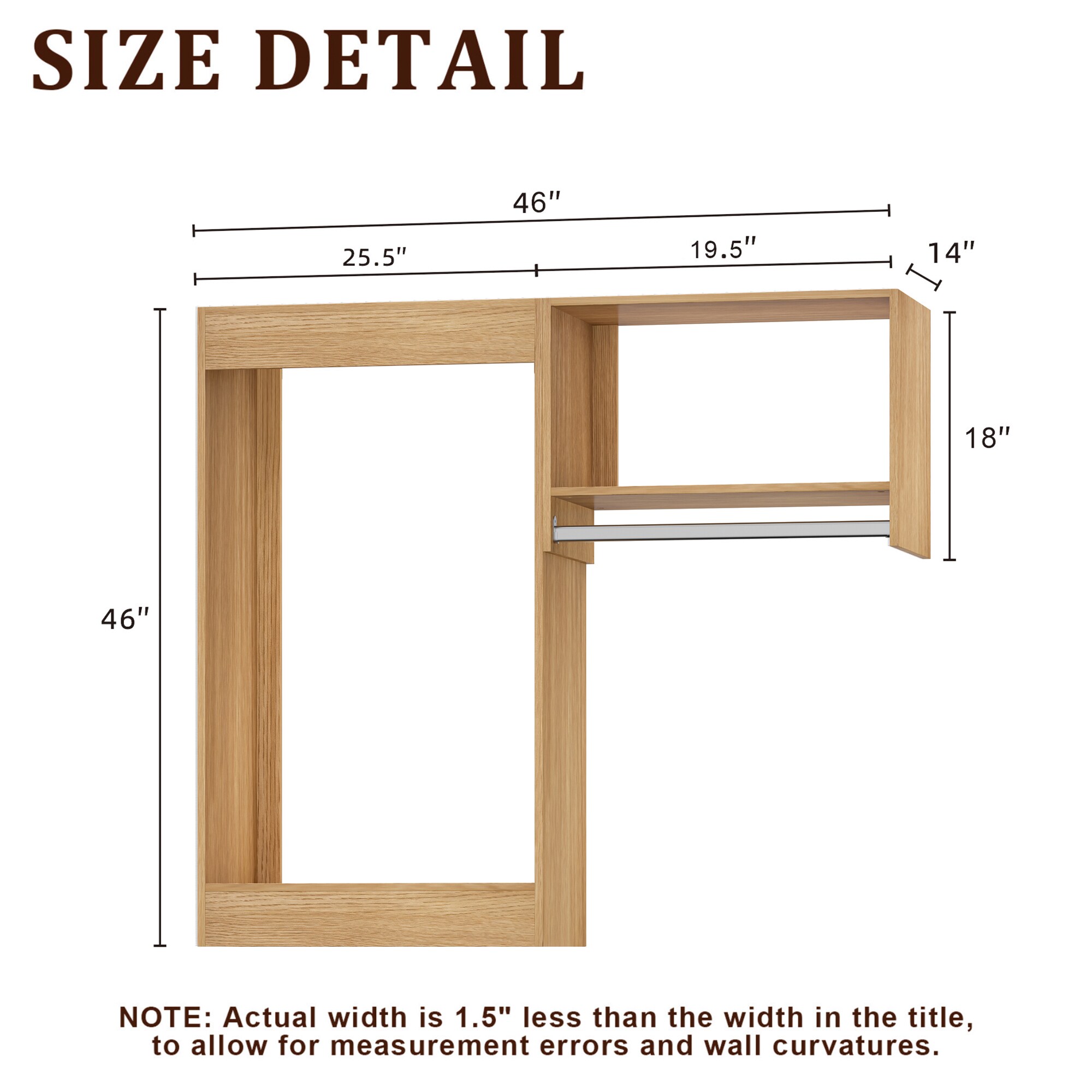 LUXEYARD 46 in W Wood Wall-Mounted Modular Closet System for Bedroom or ...