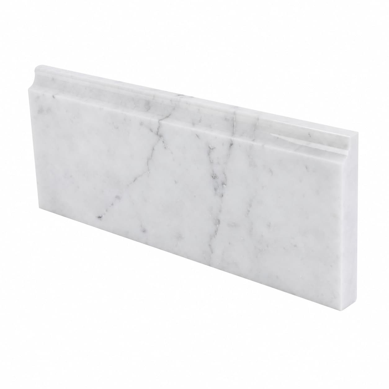 Aoibox  Carrara Marble Baseboard Trim Molding 4 5 x 12 in White with Gray Veining Polished Finish for Kitchen