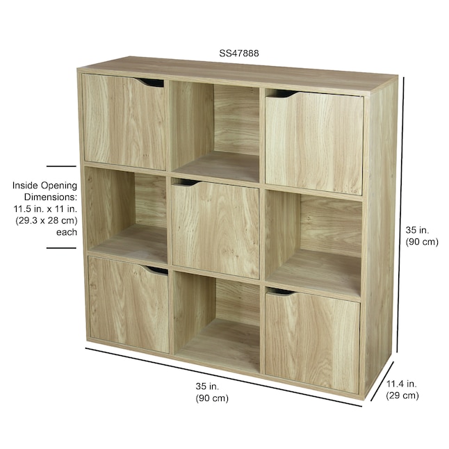 Home Basics 35-in H x 35-in W x 11.4-in D Natural Stackable Wood 9 Cube  Organizer in the Cube Storage Organizers department at