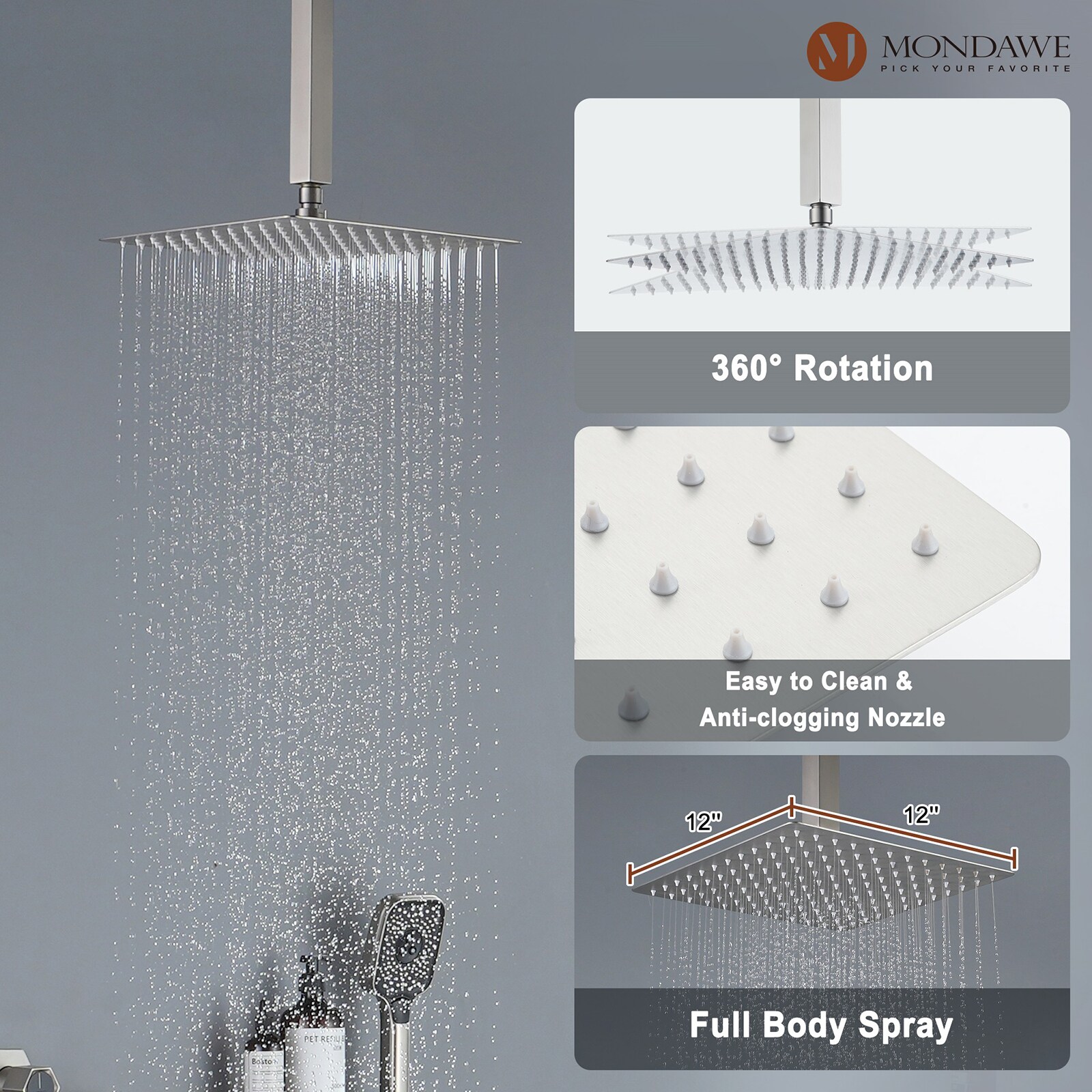 Mondawe MO-DT161MB Showerhead-Bar-Panels - View #8