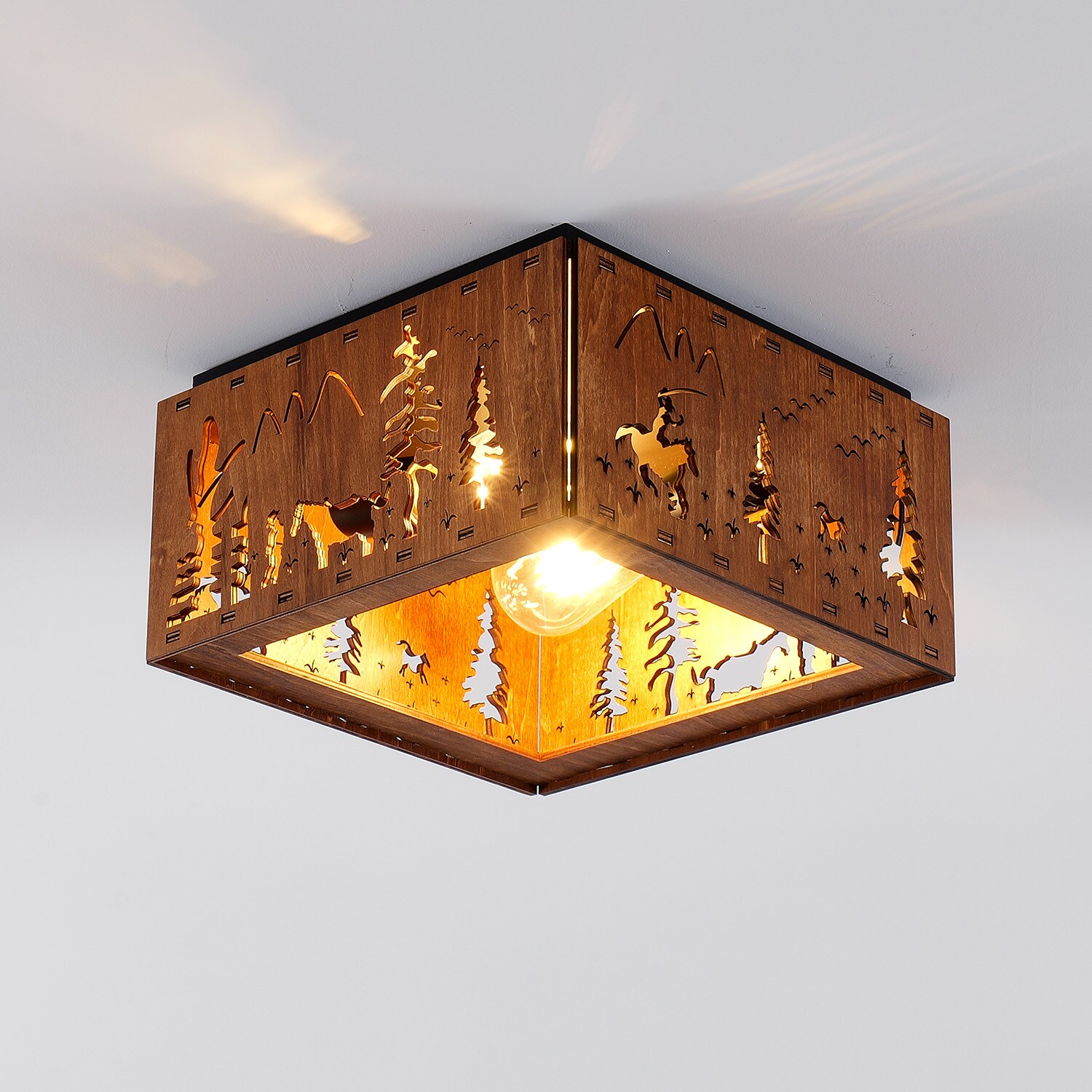 MAYEERTY 11.4 in W x 11.4 in D x 6.3 in H 2 Light Rustic Flush Mount ...