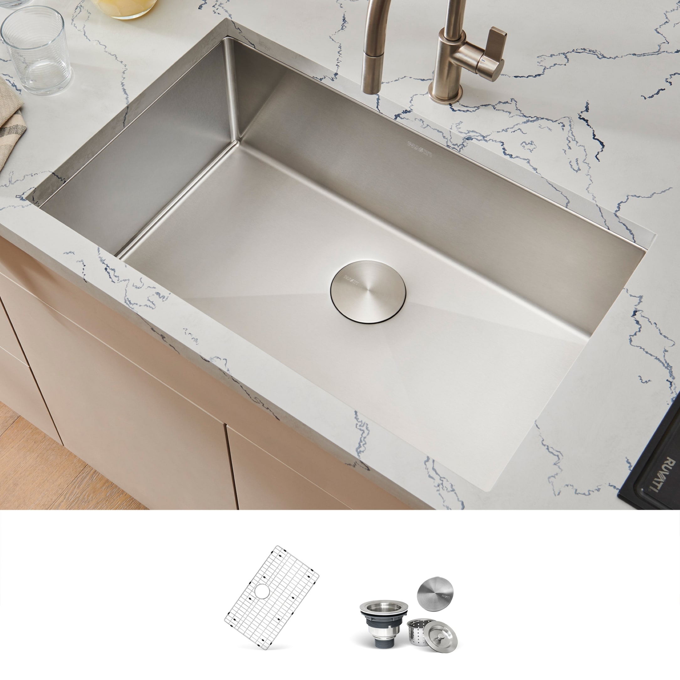 Ruvati Gravena Undermount 32-in x 19-in Stainless steel Single bowl 16 -Gauge Kitchen Sink