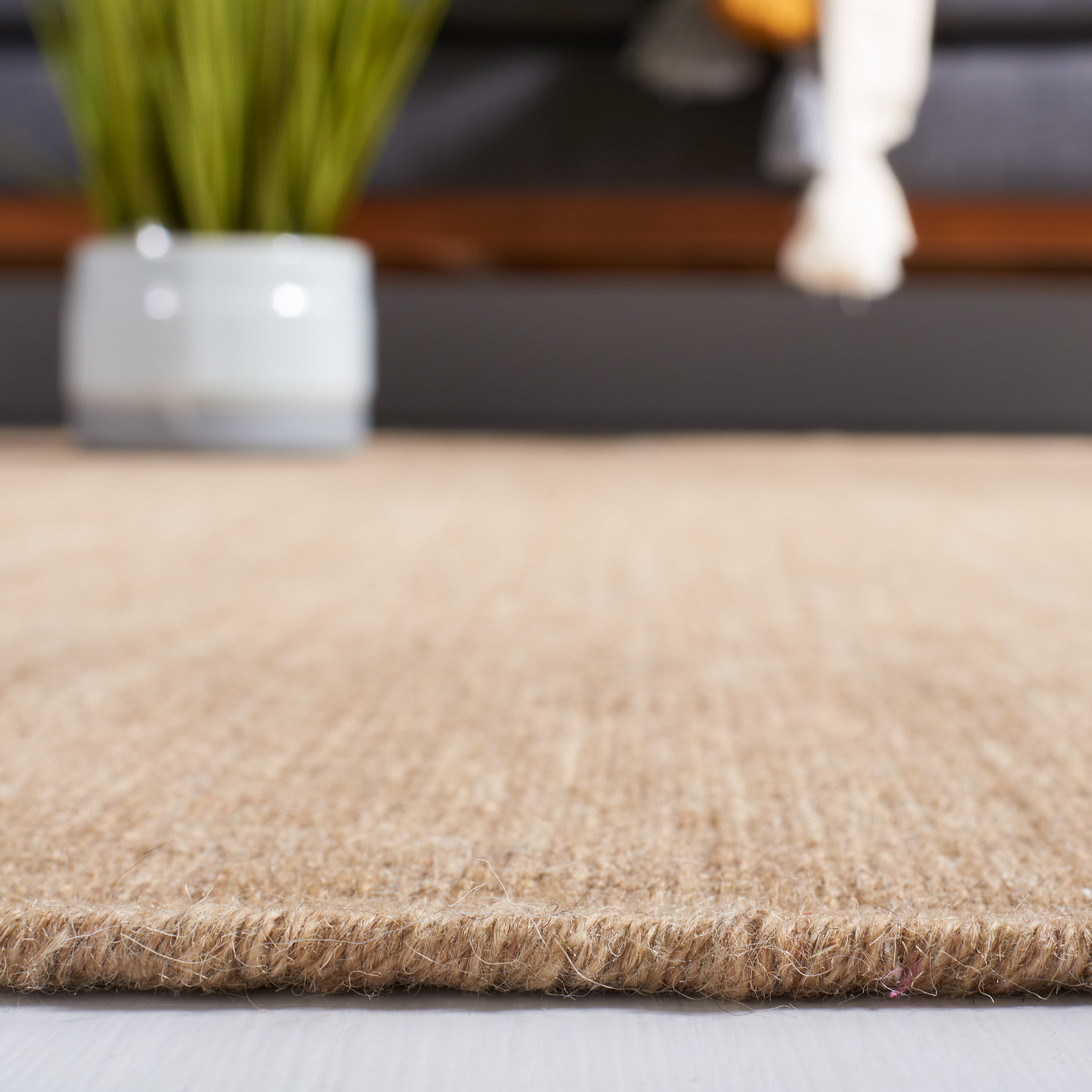 Beige Handmade Wool and Cotton Flat Woven Runner Rug