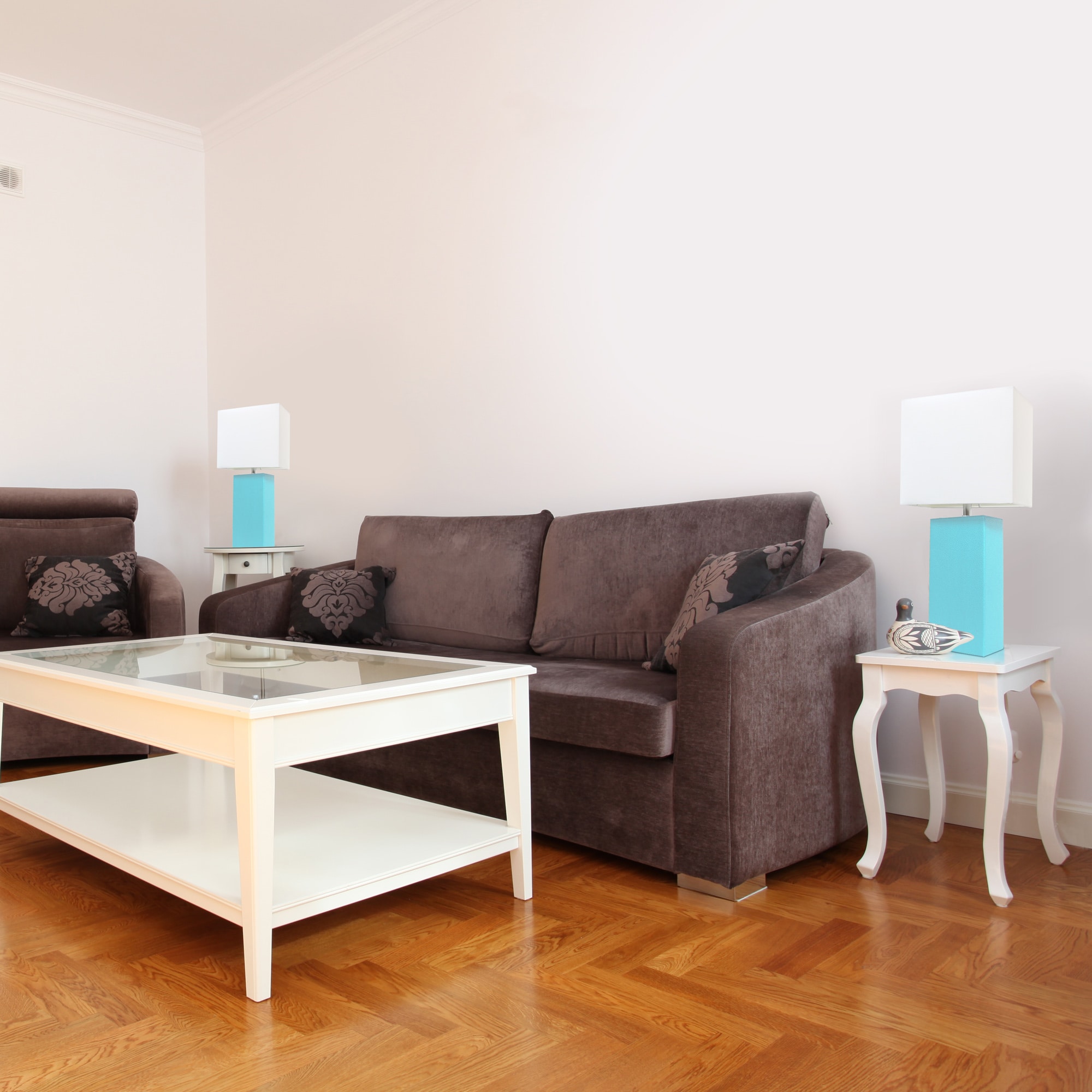 Elegant Designs LC2000-AQU-2PK Monaco Avenue Modern/contemporary Medium base (E-26) Lamp Set with White Shades