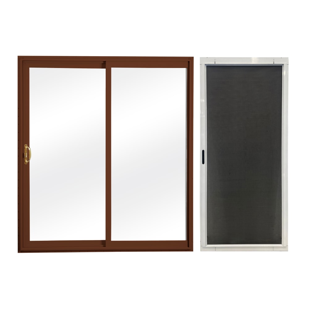 RELIABILT  60-in x 80-in Brown Vinyl Universal Sliding Double Patio Door with Screen