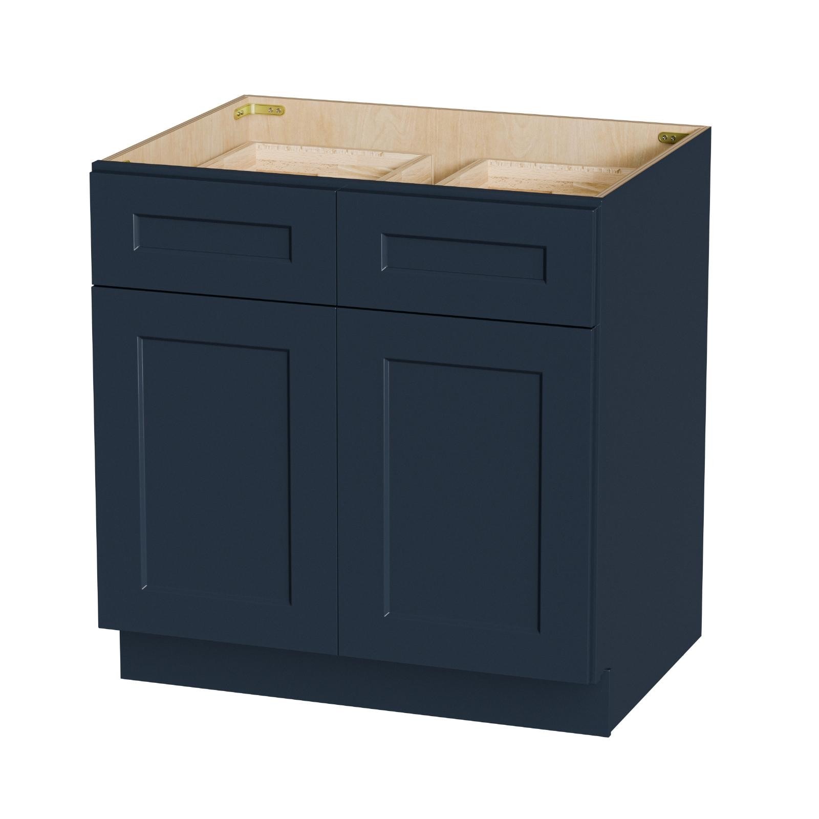 GlasFlength  33-Inch Navy Blue Shaker Base Cabinet with Soft-Close Hinge Drawer Slides and Adjustable Shelf Space Saving Storage Unit for Kitchen Bath Laundry Garage Navy Blue