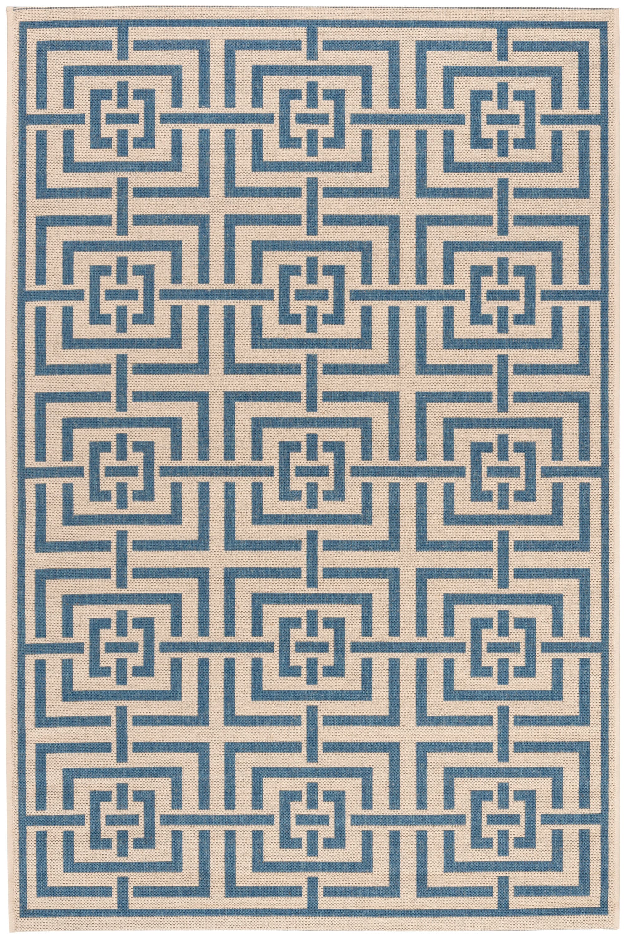 Safavieh LND128N-5 Linden Heather 5 x 8 (ft) Loomed Polypropylene Cream/Blue Rectangular Indoor Abstract Bohemian/Eclectic Area rug
