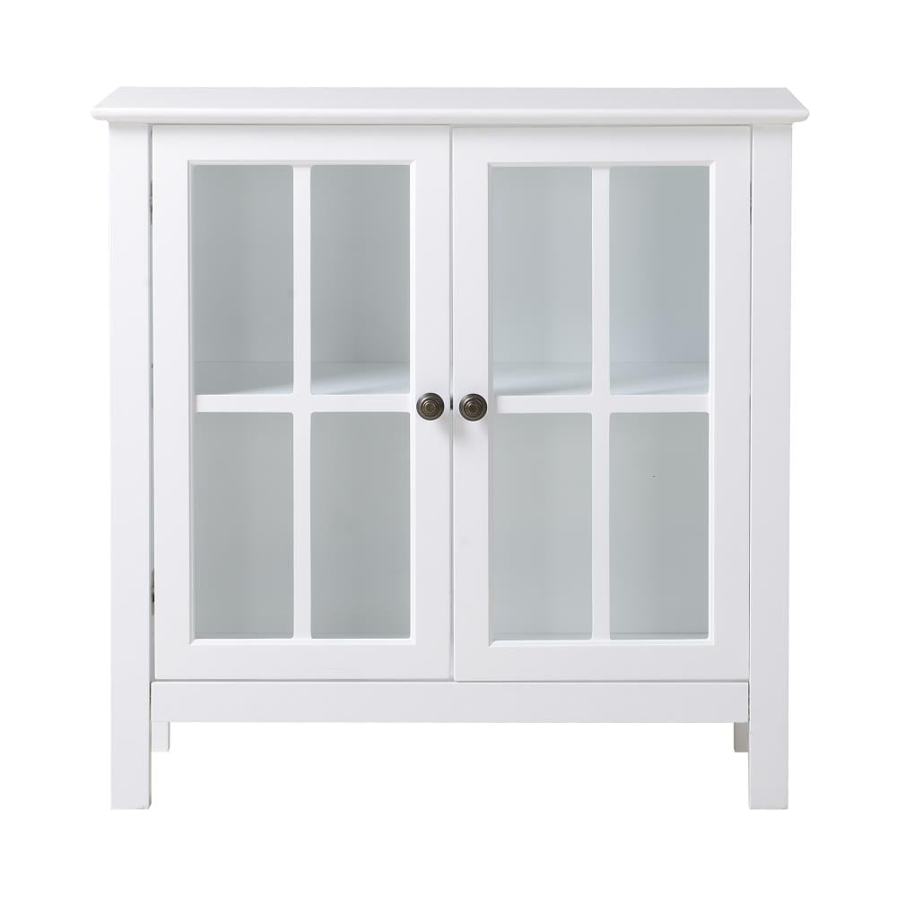 White MDF Glass Door Curio Cabinet with Shelves