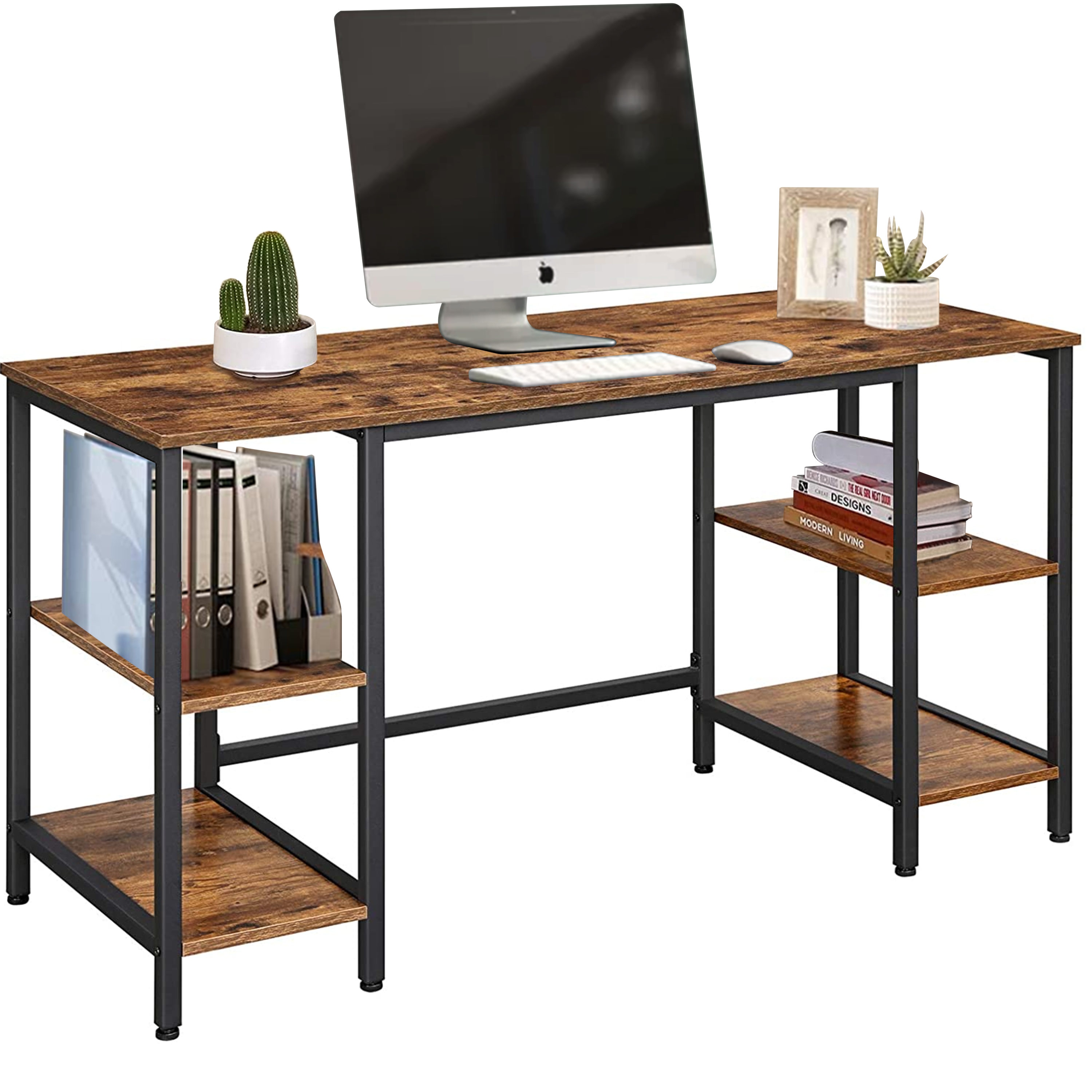 VEIKOUS 55.1-in Brown Rustic Writing Desk at Lowes.com