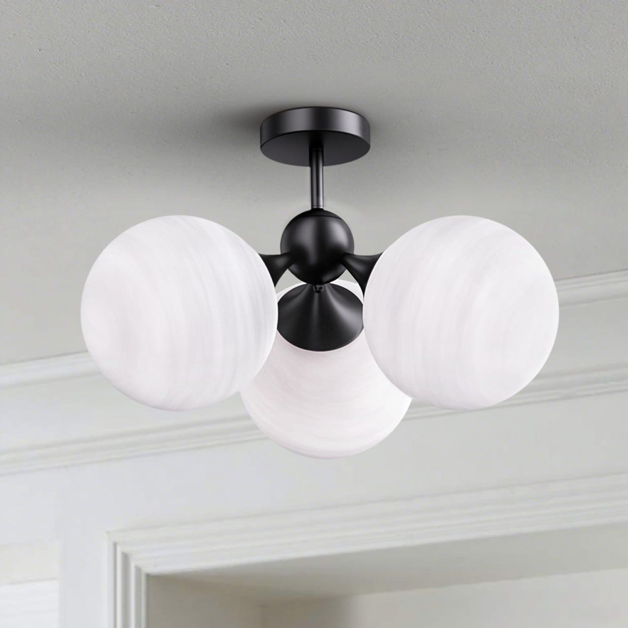 Maxax Lio 7.8-in black Indoor 3 -Light Semi-flush Mount Light